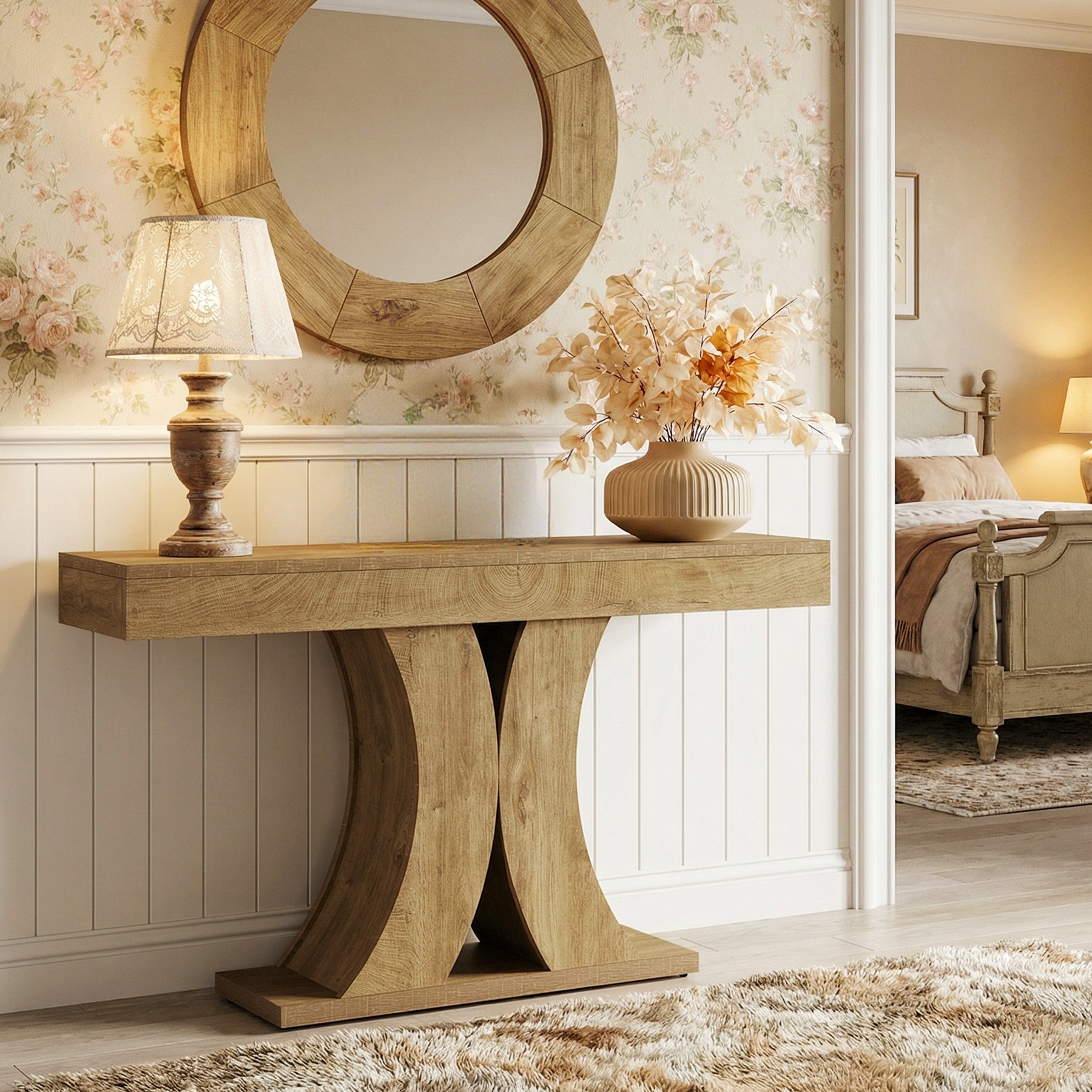 Tribesigns 150 cm Consoletafel, Smalle Houten Haltafel voor Woonkamer