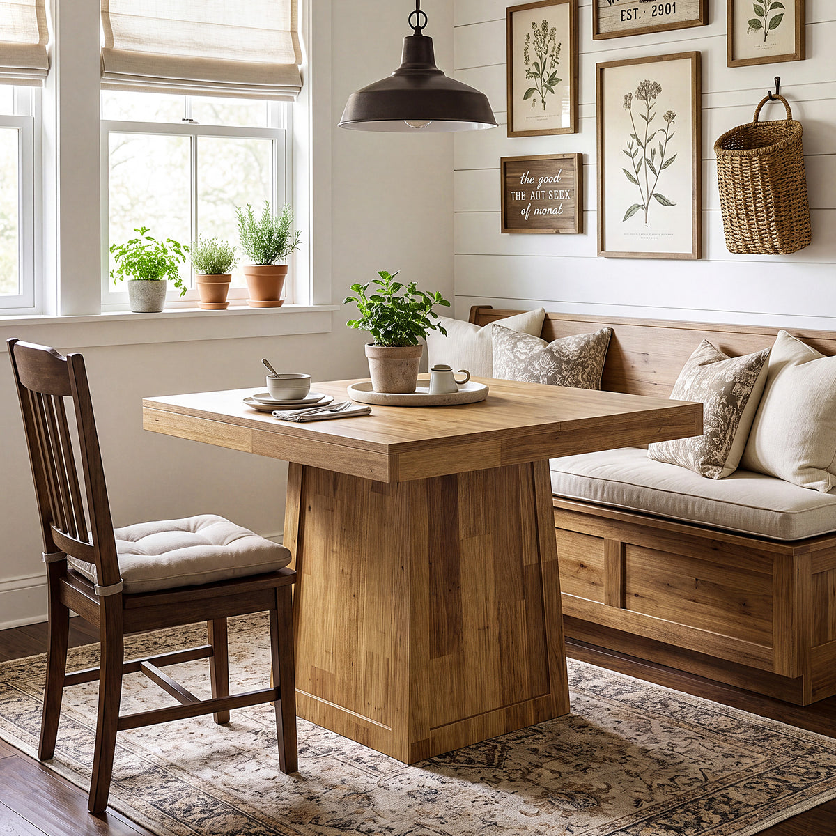 80 cm Tribesigns vierkante eettafel voor 2-4 personen met trapeziumvoet, compacte tafel in walnootlook voor keuken en eetkamer