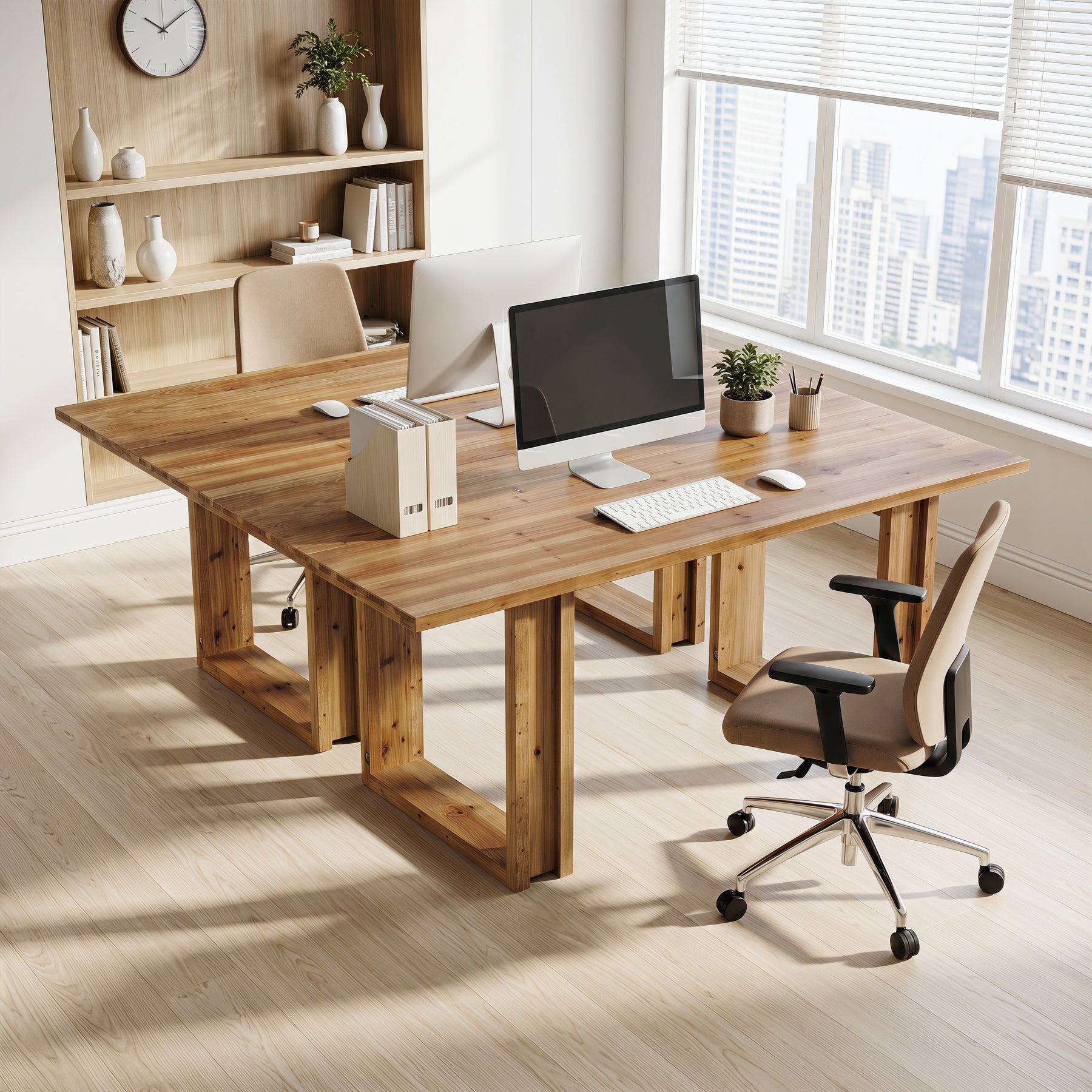Tribesigns 160 cm directiebureau, groot massief houten bureau voor thuiskantoor