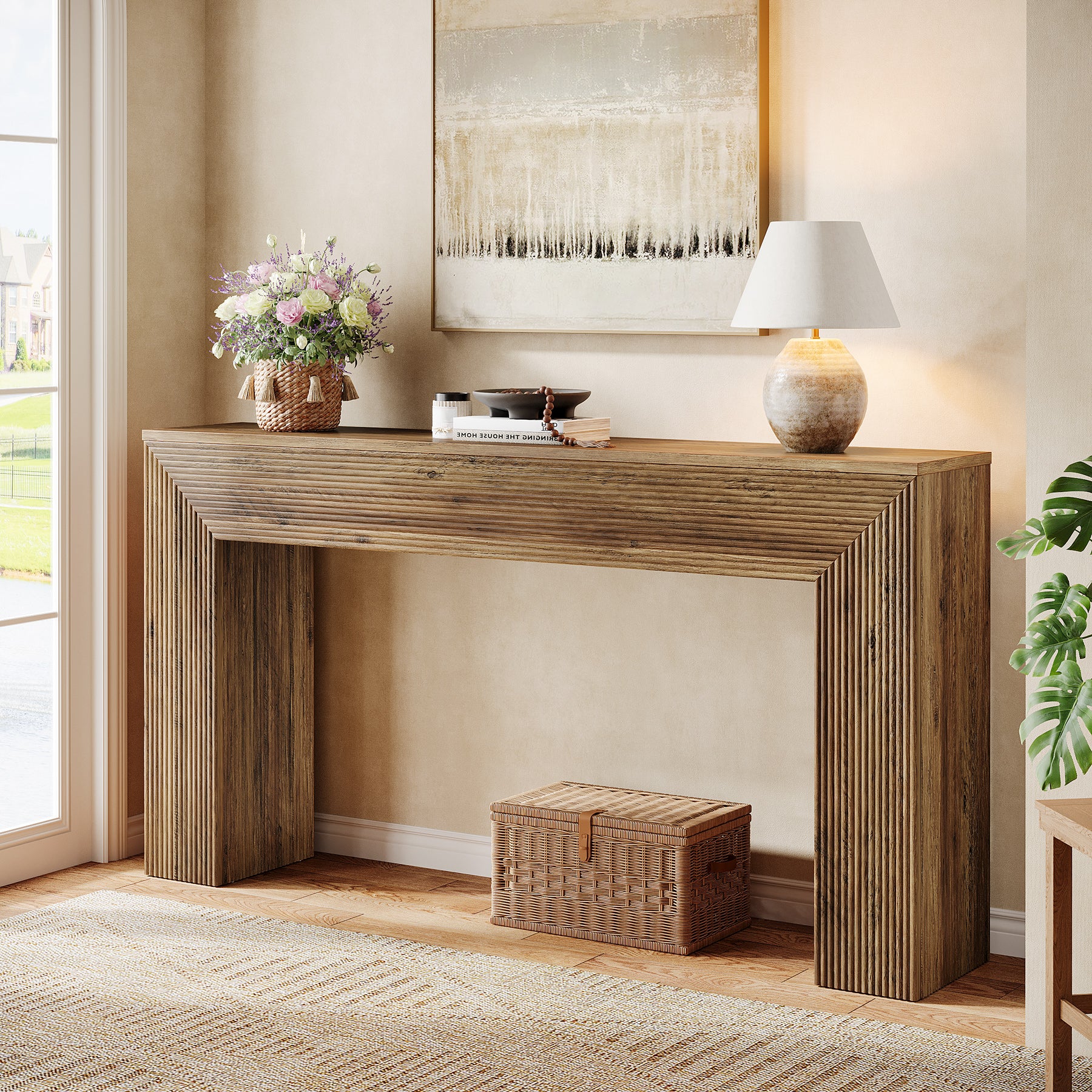 160 cm Industriële Consoletafel in Rustiek Bruin, Lange Haltafel