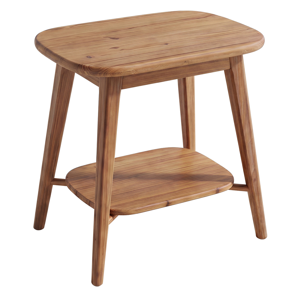 60 cm Tribesigns massief houten bijzettafel met 2 opbergniveaus, rustiekbruine ovale tafel voor woonkamer