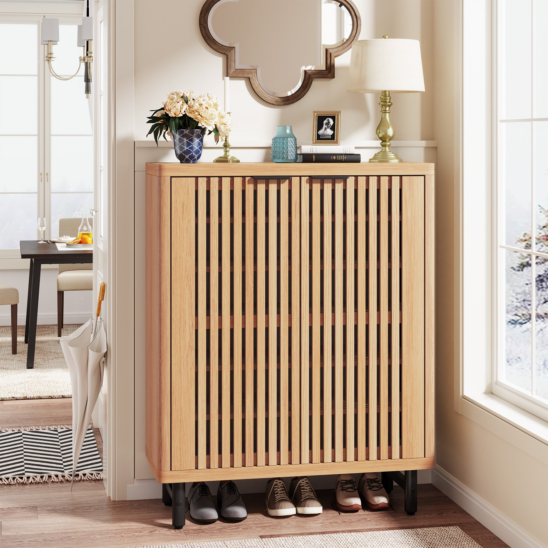 85 x 35 x 110 cm Tribesigns houten schoenenkast met verstelbare planken, schoenenopberger voor hal en entree