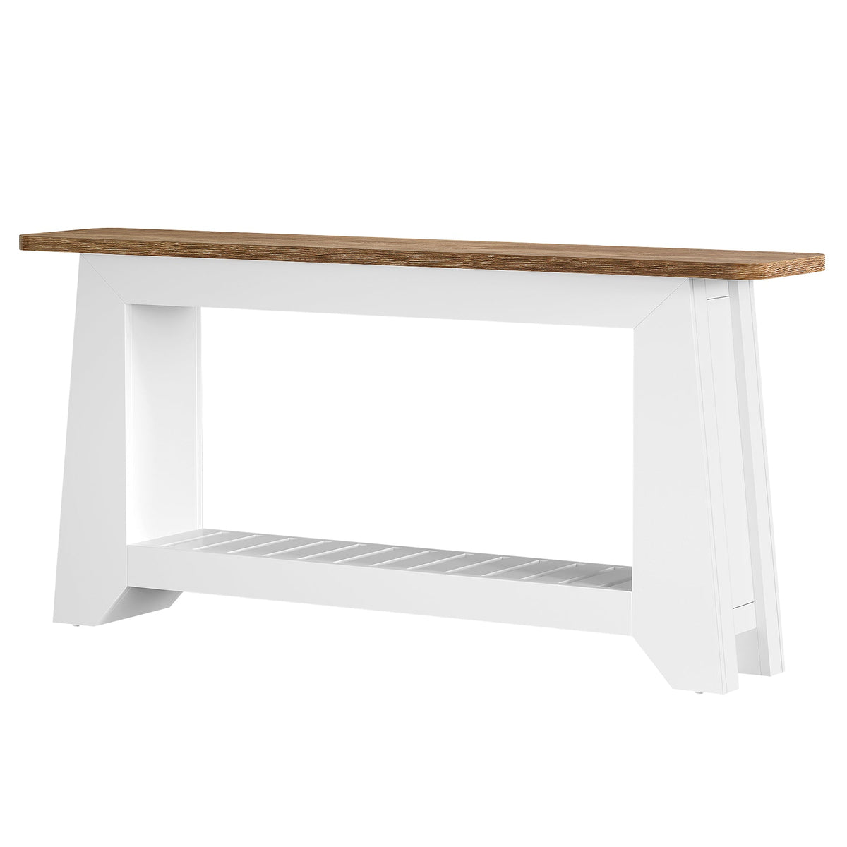 Tribesigns Sidetable van 160 cm met opbergruimte, witte haltafel met A-vormig frame