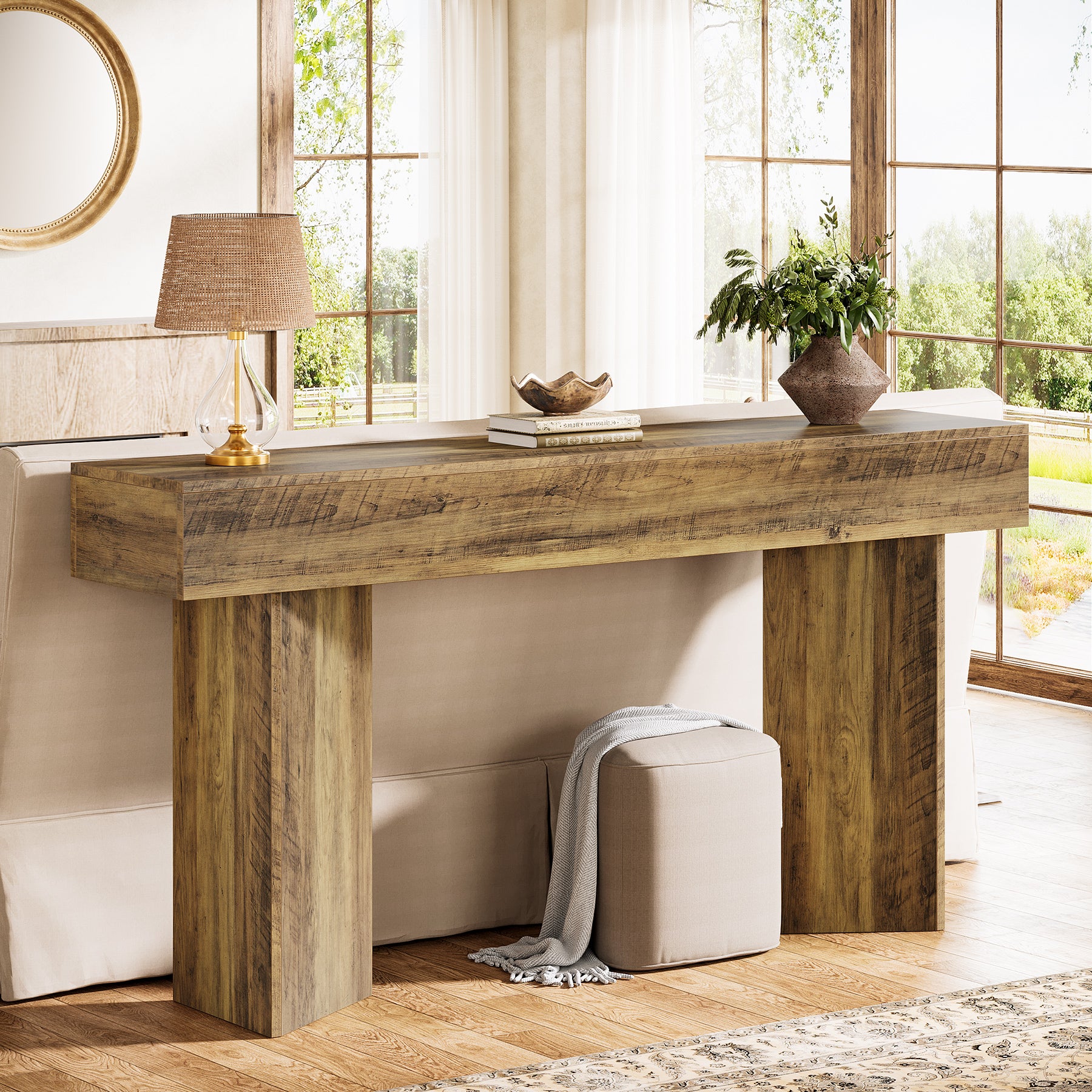 160 cm Smalle Consoletafel voor Entree, Lange Sofa Tafel voor Hal en Woonkamer