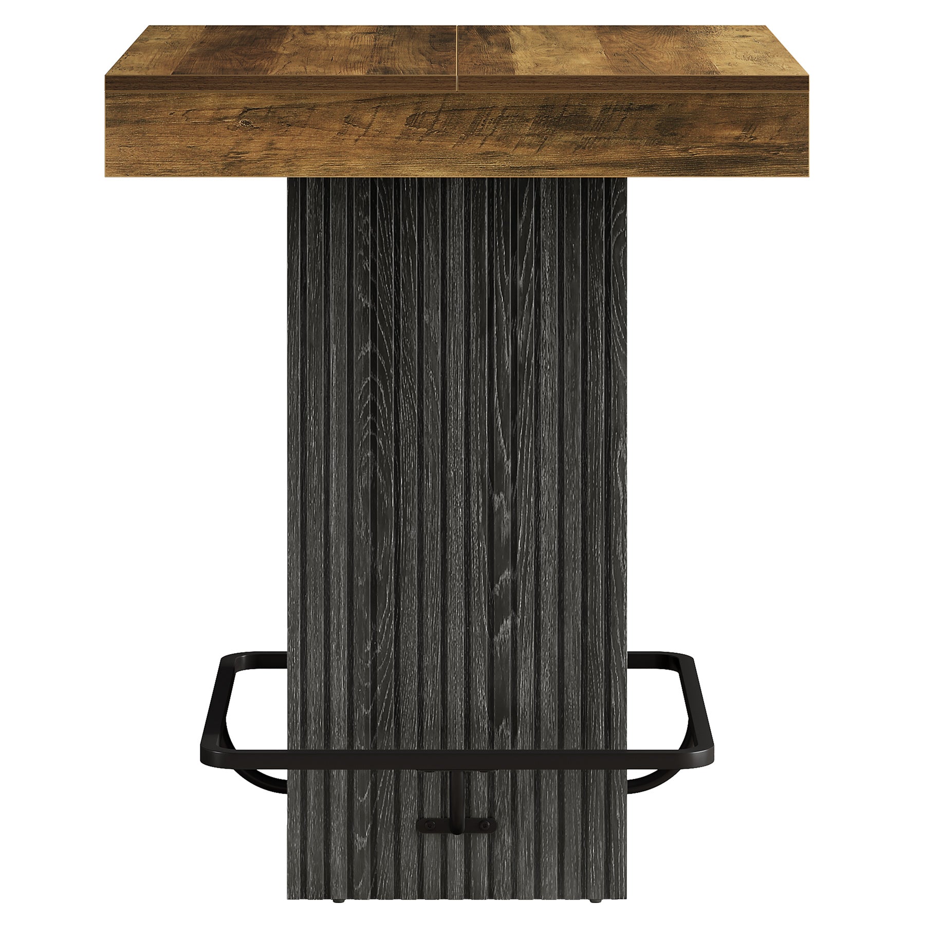 80 x 80 x 101 cm vierkante bartafel met metalen voetensteun, industriële pubtafel voor keuken eetkamer