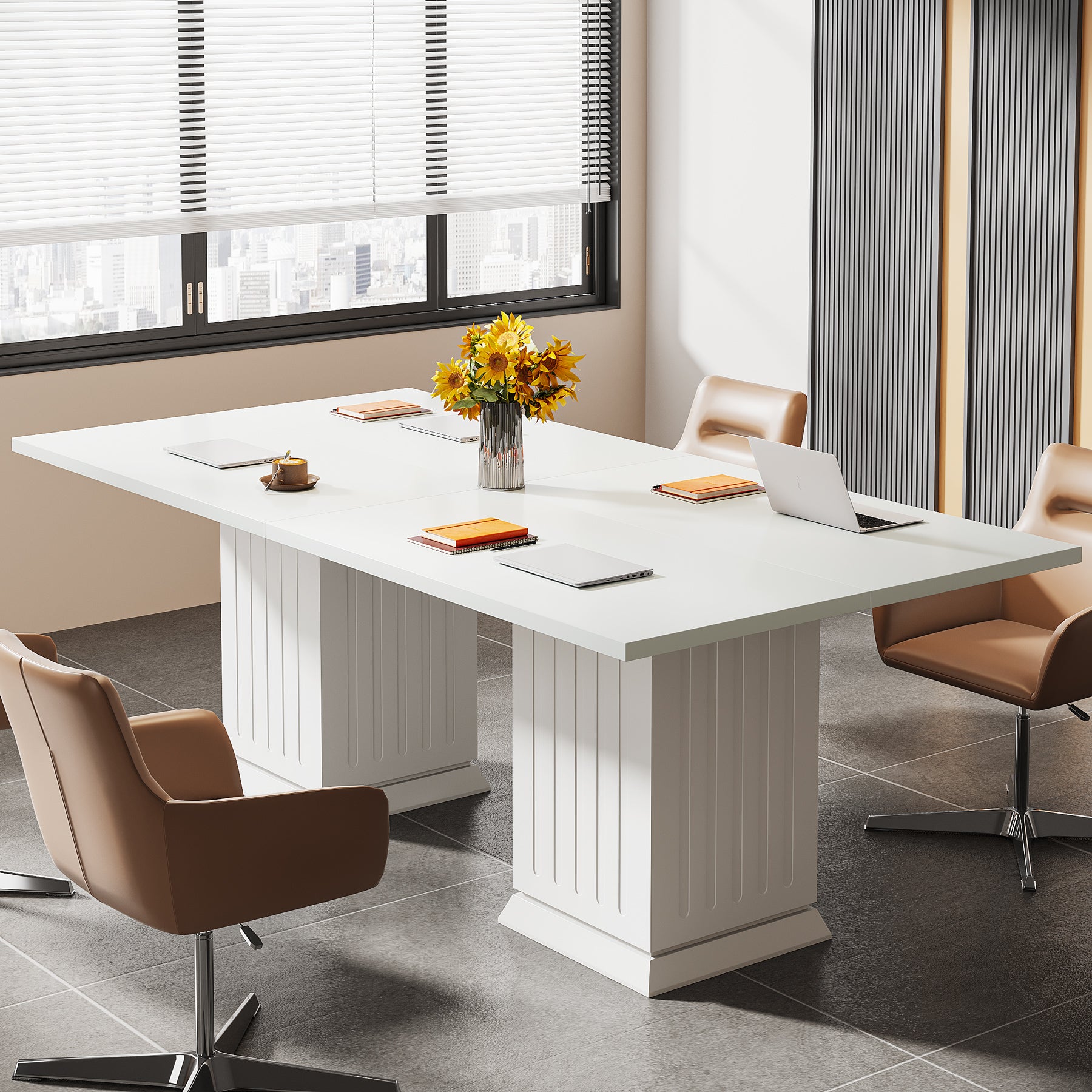 90 cm Vierkante Vergadertafel, Witte Kantoortafel voor Overleg