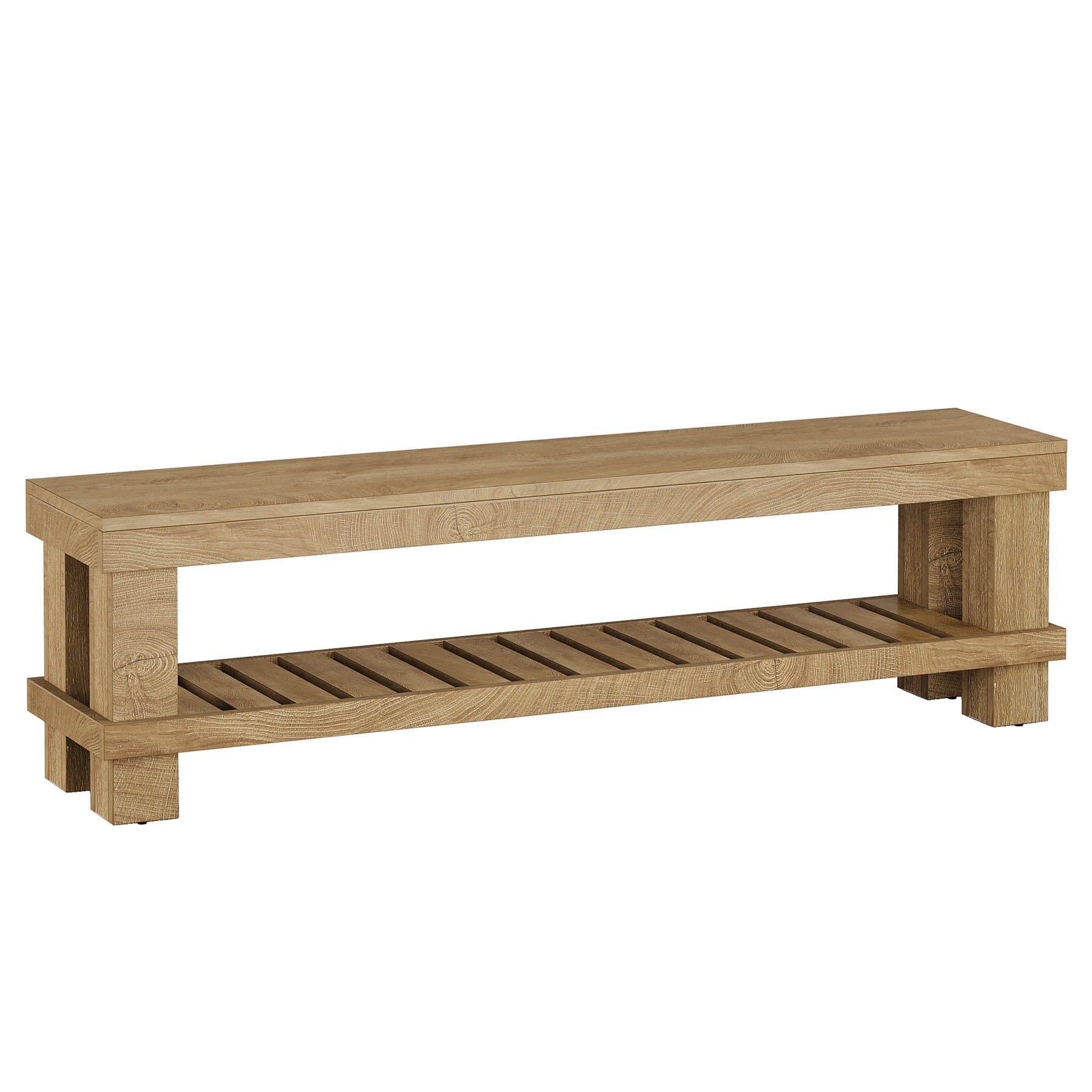 Tribesigns zitbank 160 cm met schoenenplank, landelijke houten bank voor hal