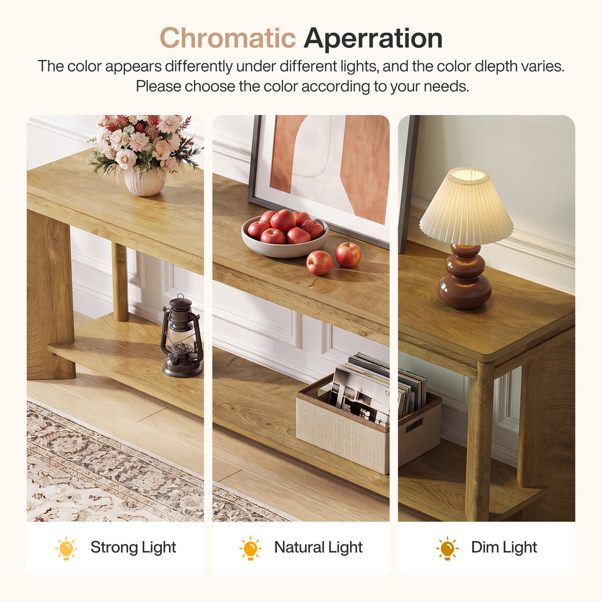 Tribesigns 160 cm lage houten consolentafel met 2-laags opbergruimte, landelijke haltafel voor hal en woonkamer