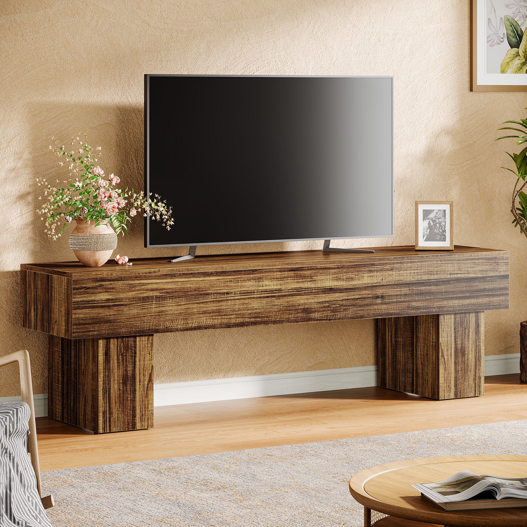 Tribesigns 160 cm TV-meubel, Farmhouse Entertainment Center voor Woonkamer en TV
