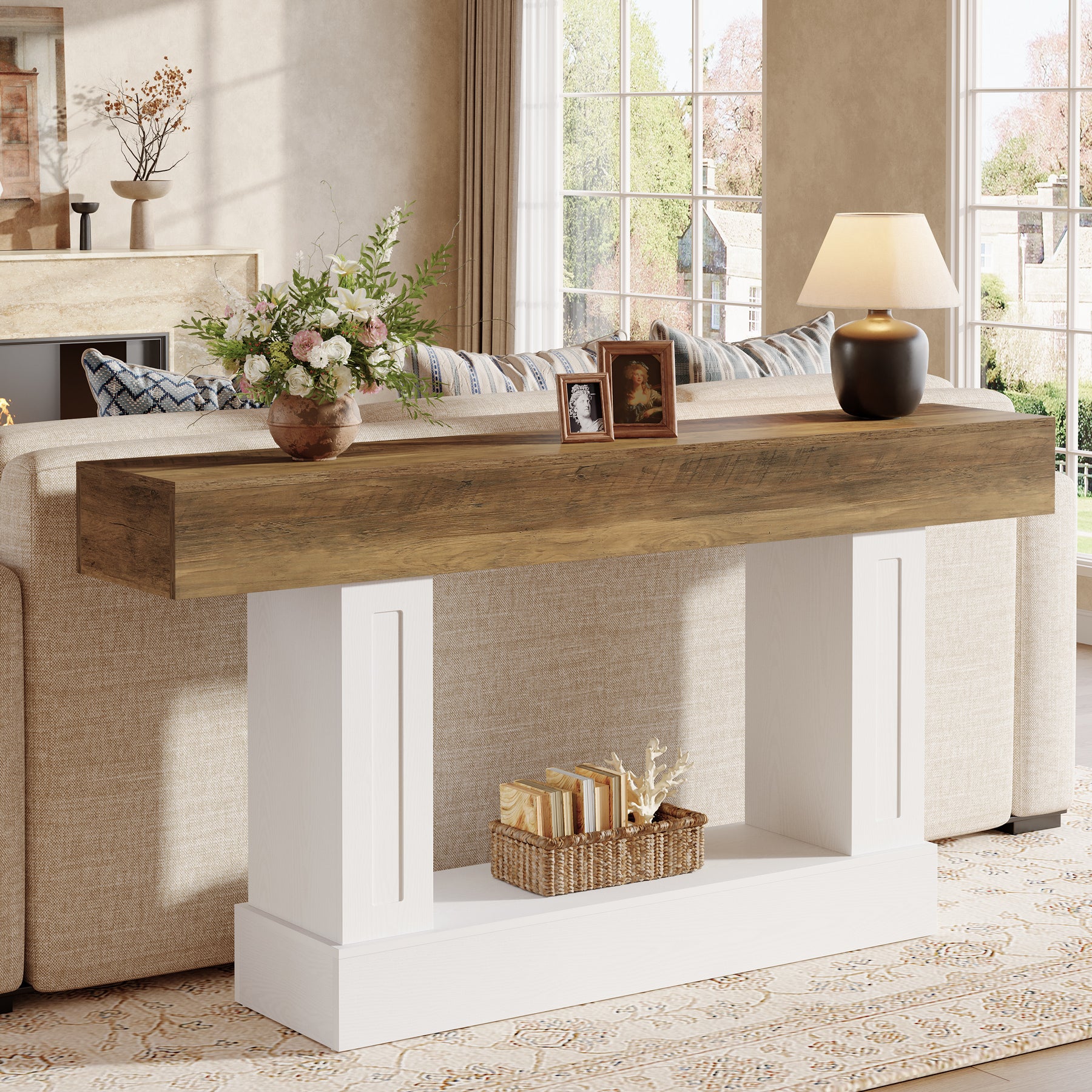 160 cm Tribesigns landelijke consoletafel met open opbergruimte, smalle sidetable voor hal en woonkamer