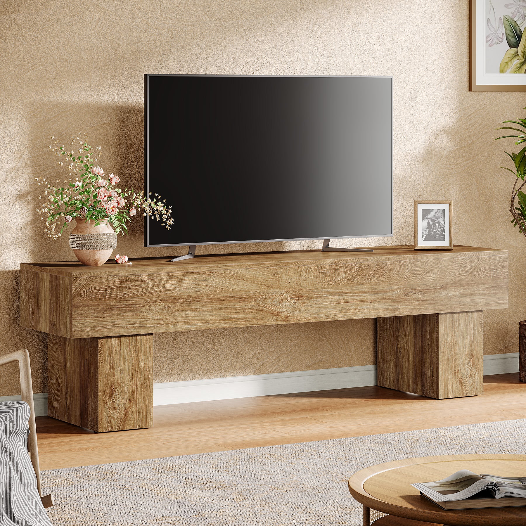 Tribesigns 160 cm TV-meubel, Farmhouse Entertainment Center voor Woonkamer en TV