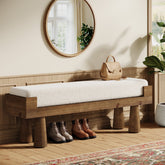 Tribesigns gestoffeerde zitbank met massief houten poten, bank voor hal, slaapkamer en entree in mid-century stijl 3