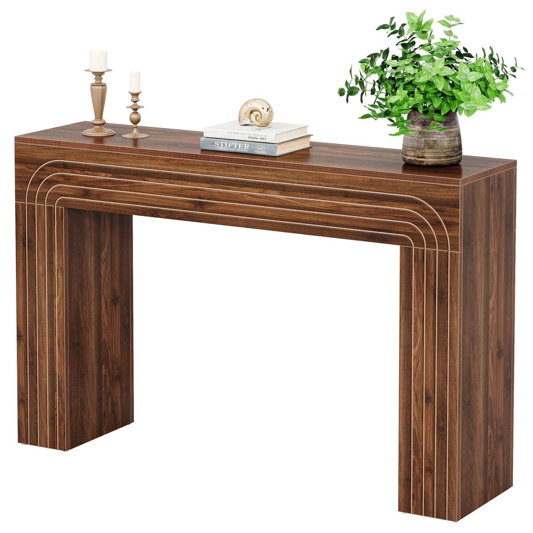 140 cm Landelijke Consoletafel van Hout, Smalle Sofa Tafel voor Hal en Woonkamer