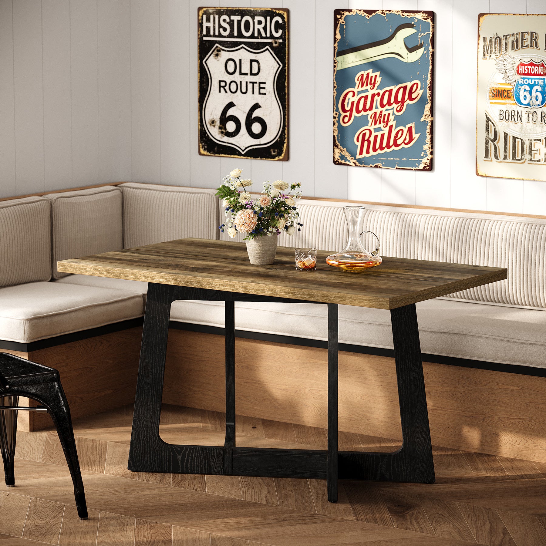 120 x 79 cm Tribesigns eettafel voor 2-4 personen met stevig voetstuk, landelijke keukentafel voor kleine ruimtes