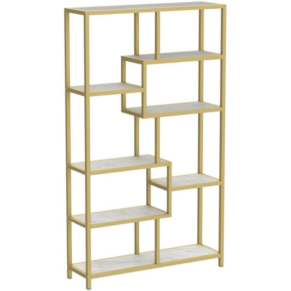 Tribesigns Gouden Boekenkast 180 cm, Marmerlook Etagère