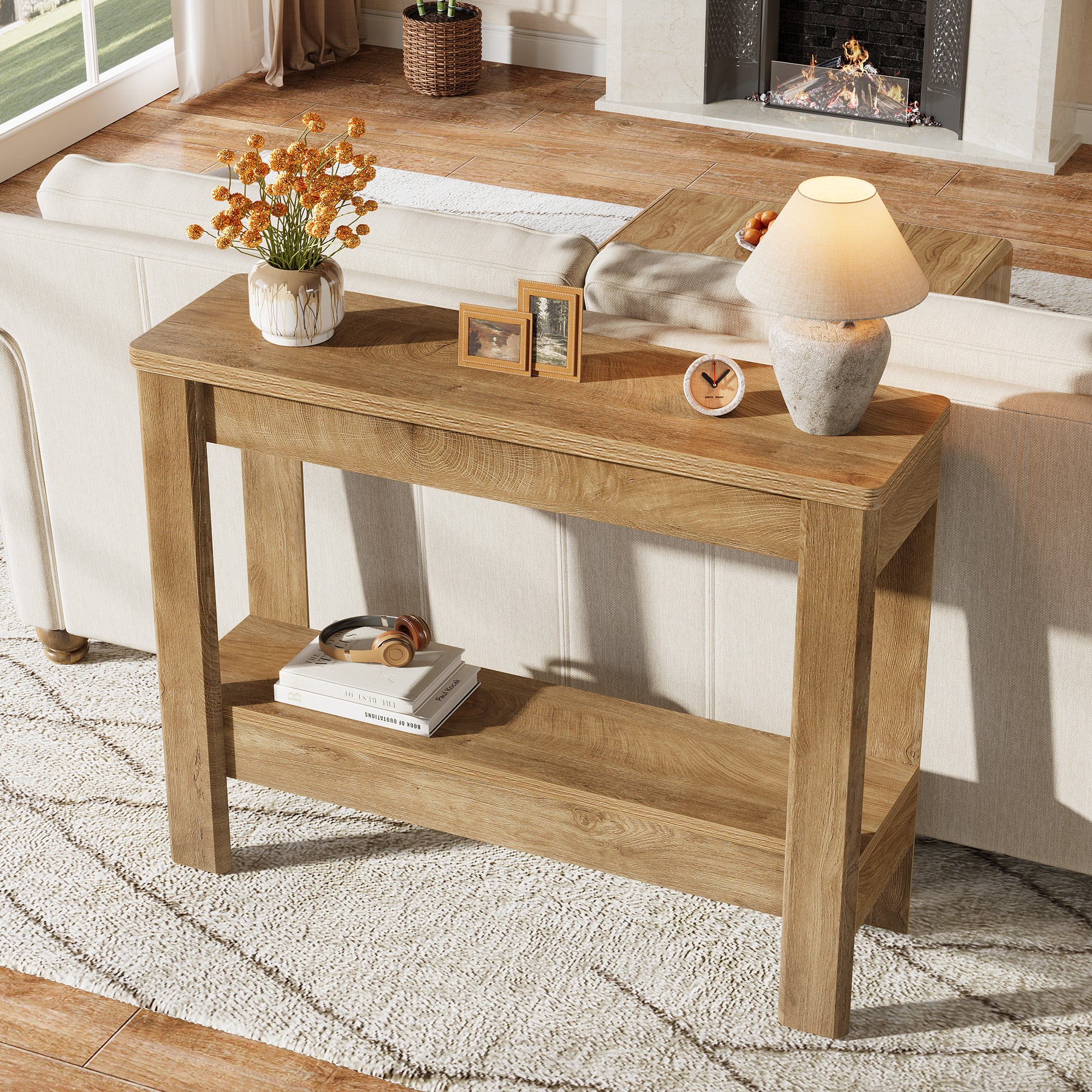 105 x 30 x 80 cm Tribesigns landelijke consoletafel met open opbergruimte, smalle sidetable voor hal en woonkamer