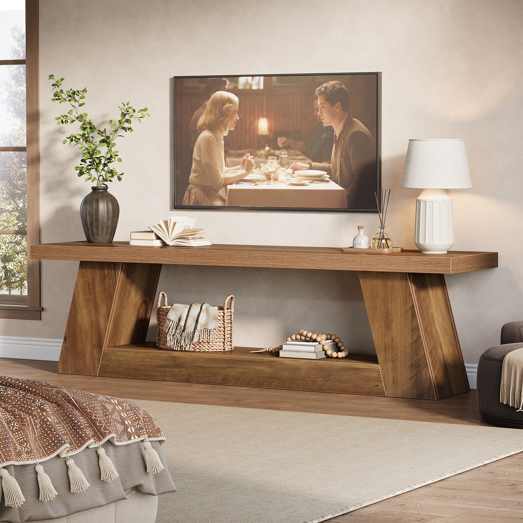 Tribesigns 160 cm TV-Meubel, Extra Lange Mediaconsole met Plank voor Woonkamer