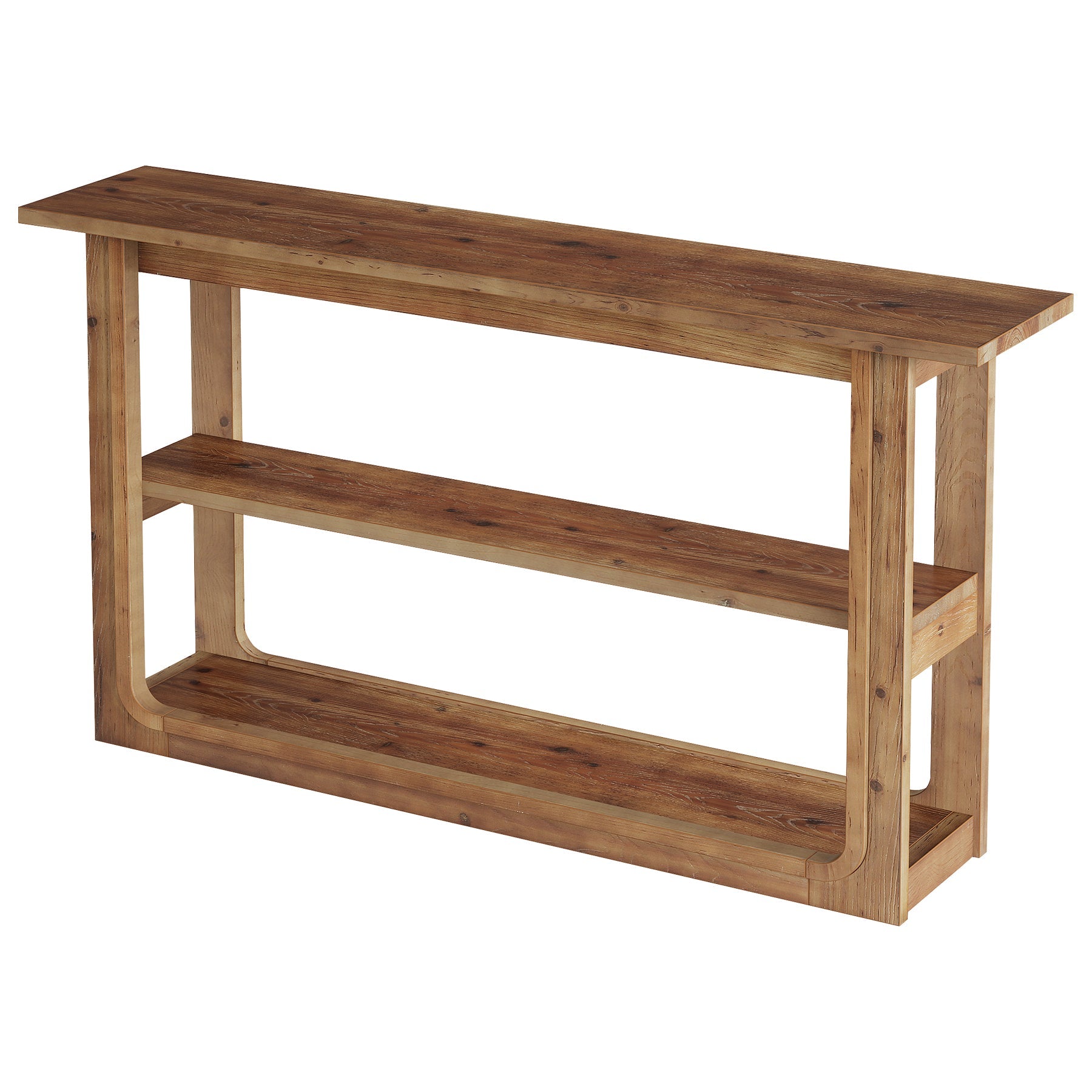 Tribesigns consolentafel van massief hout 140 cm, smalle gangtafel met 3 planken in landelijke stijl