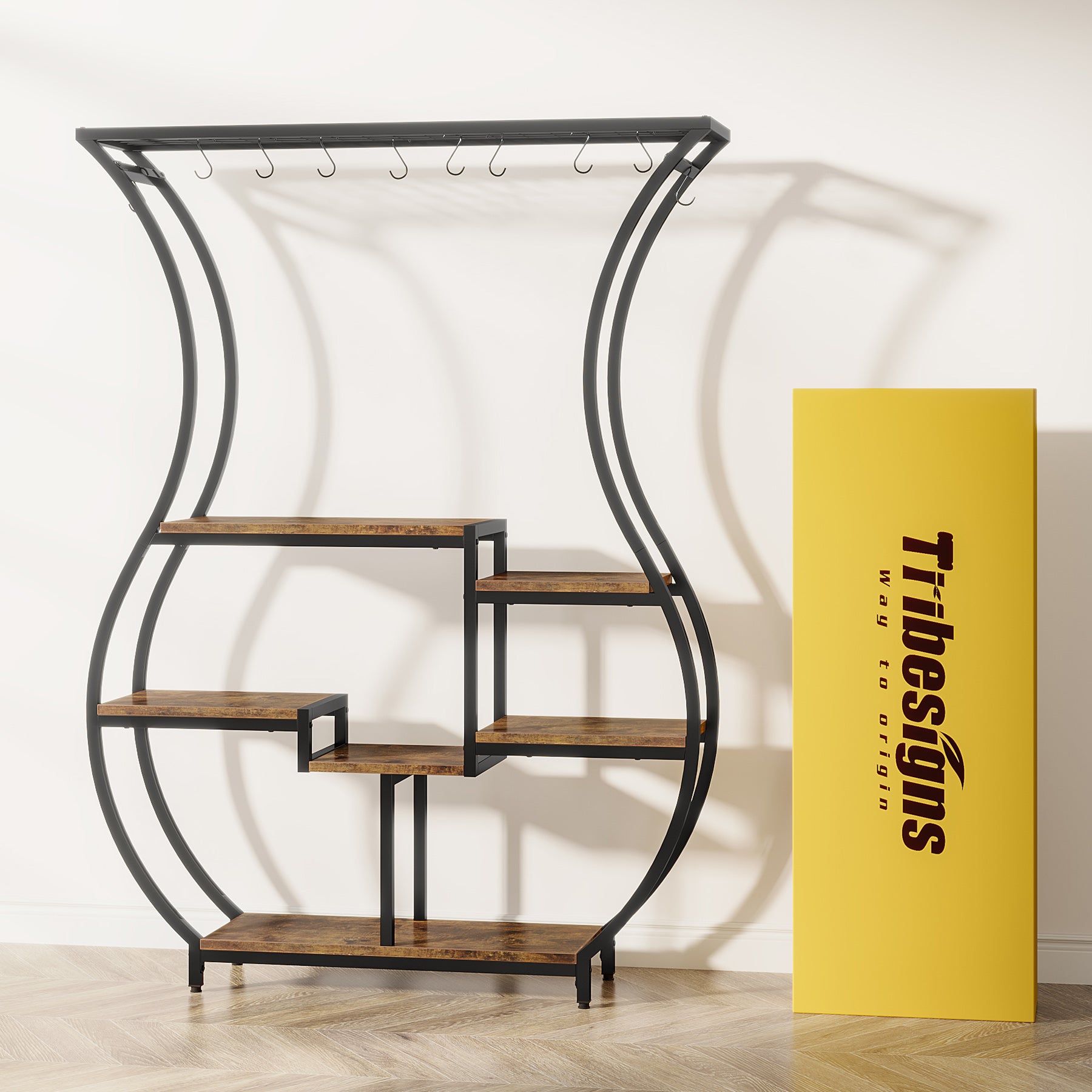 180 cm Tribesigns Plantenrek, 6-Tier Metaal Rek met 10 Haken voor Binnen