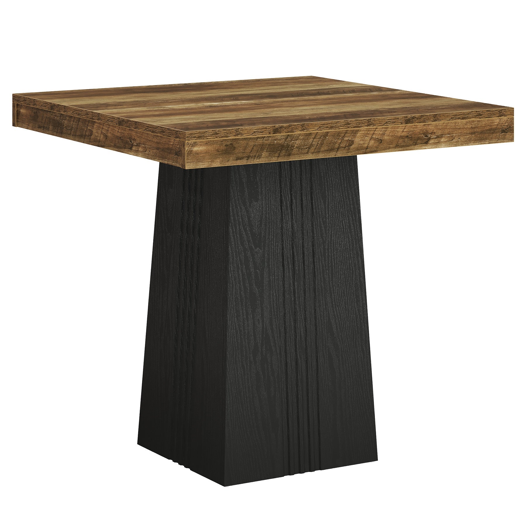 Tribesigns Bartafel 80 × 80 cm, Vierkante Statafel in Landelijke Stijl met Geribbelde Voet