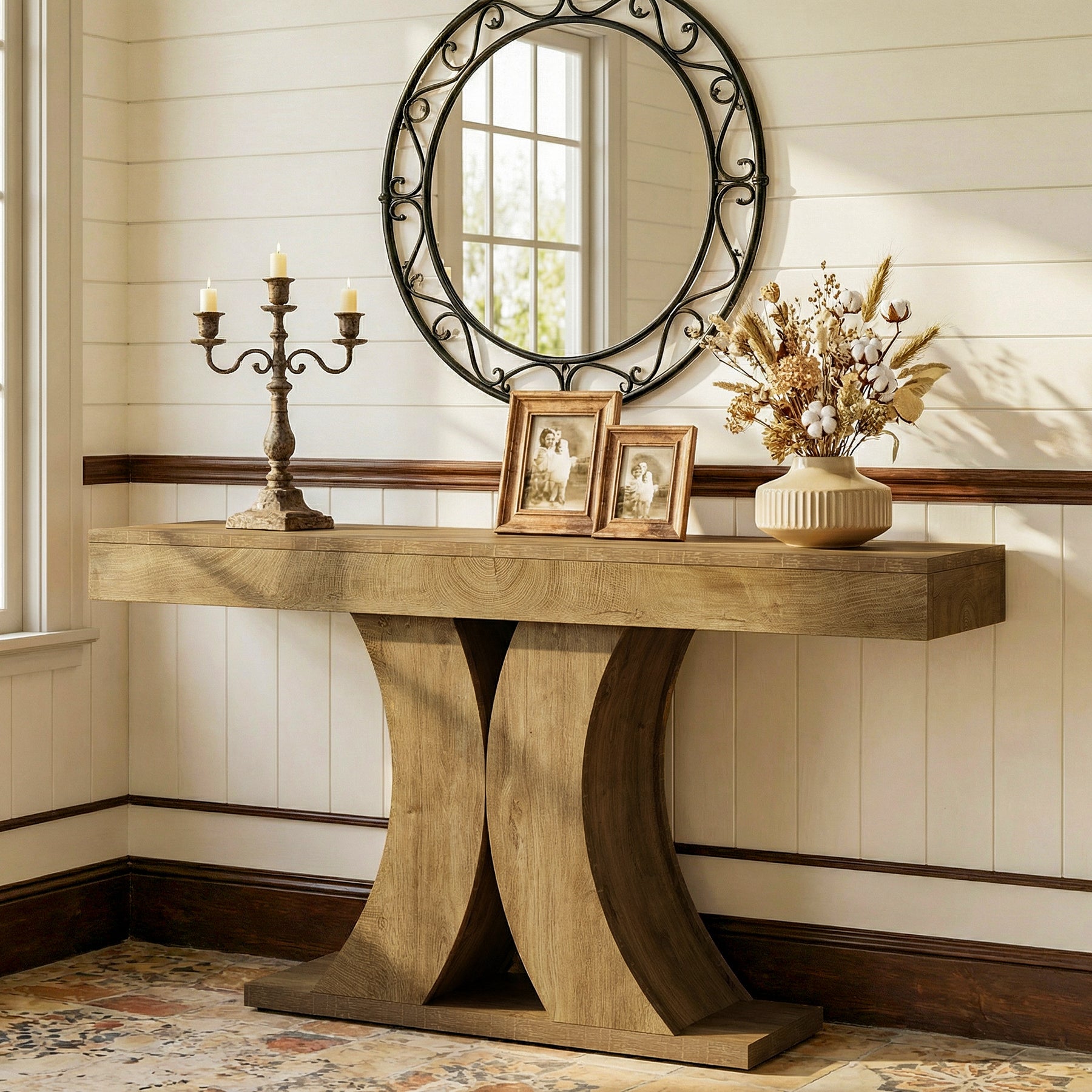 Tribesigns 150 cm Consoletafel, Smalle Houten Haltafel voor Woonkamer