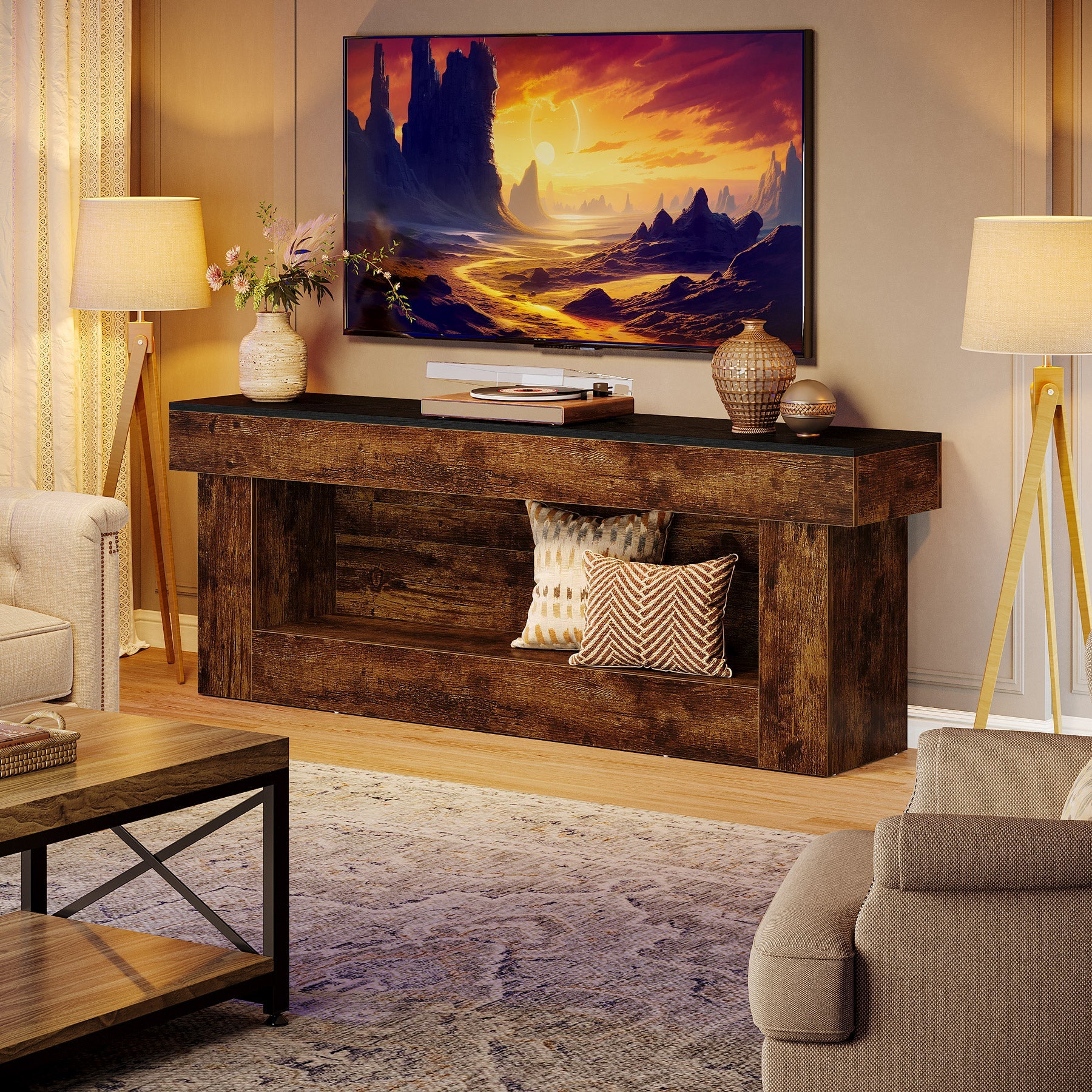 Tribesigns 160 cm TV-meubel met opbergruimte, moderne TV-kast voor 60–70 inch televisies