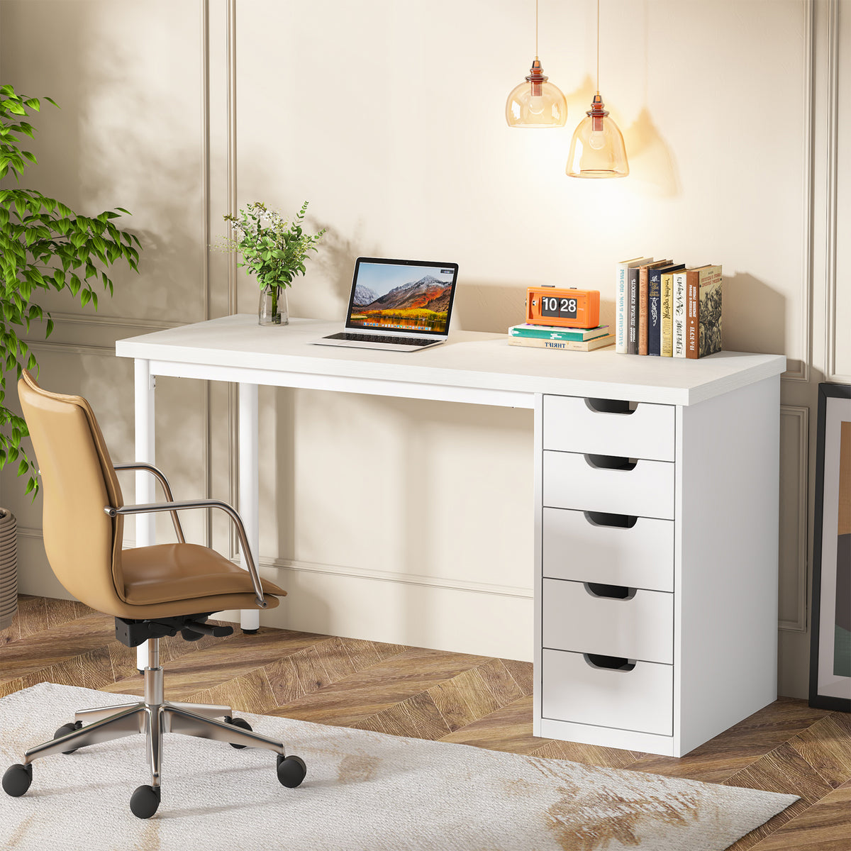 120 cm Tribesigns Kaptafel met 5 Lades, Moderne Make-up Tafel met Opbergruimte voor Slaapkamer
