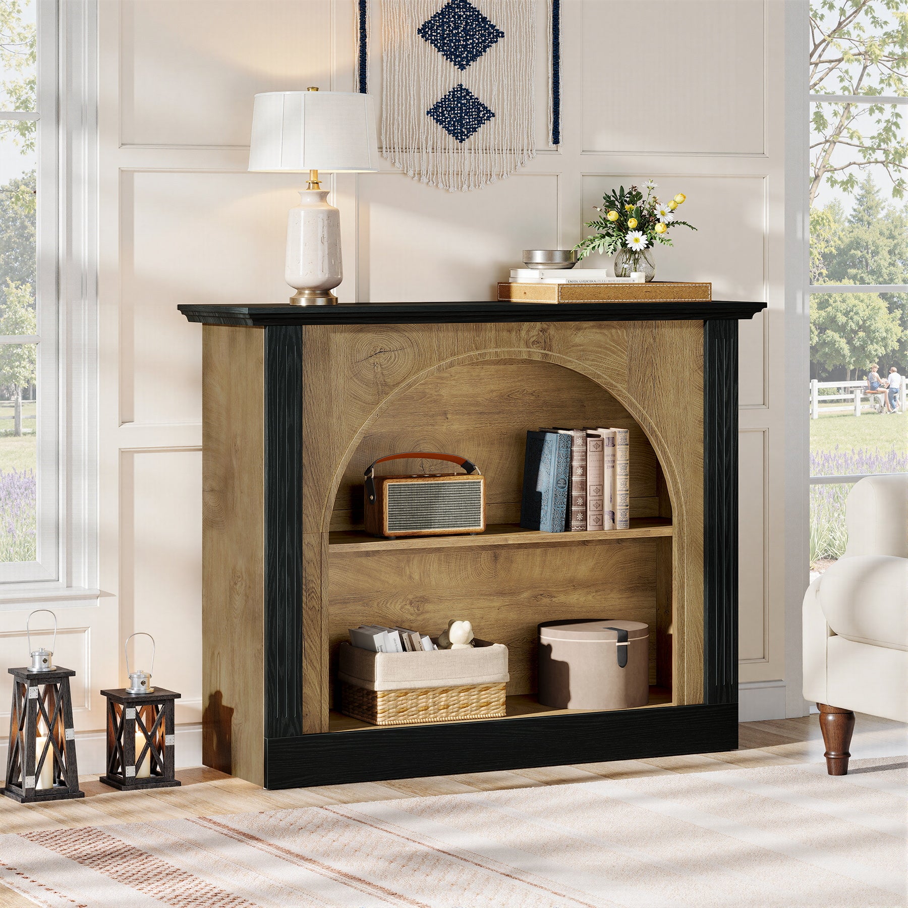 110 cm 3-Laags Consoletafel, Banktafel voor Hal met Opbergruimte