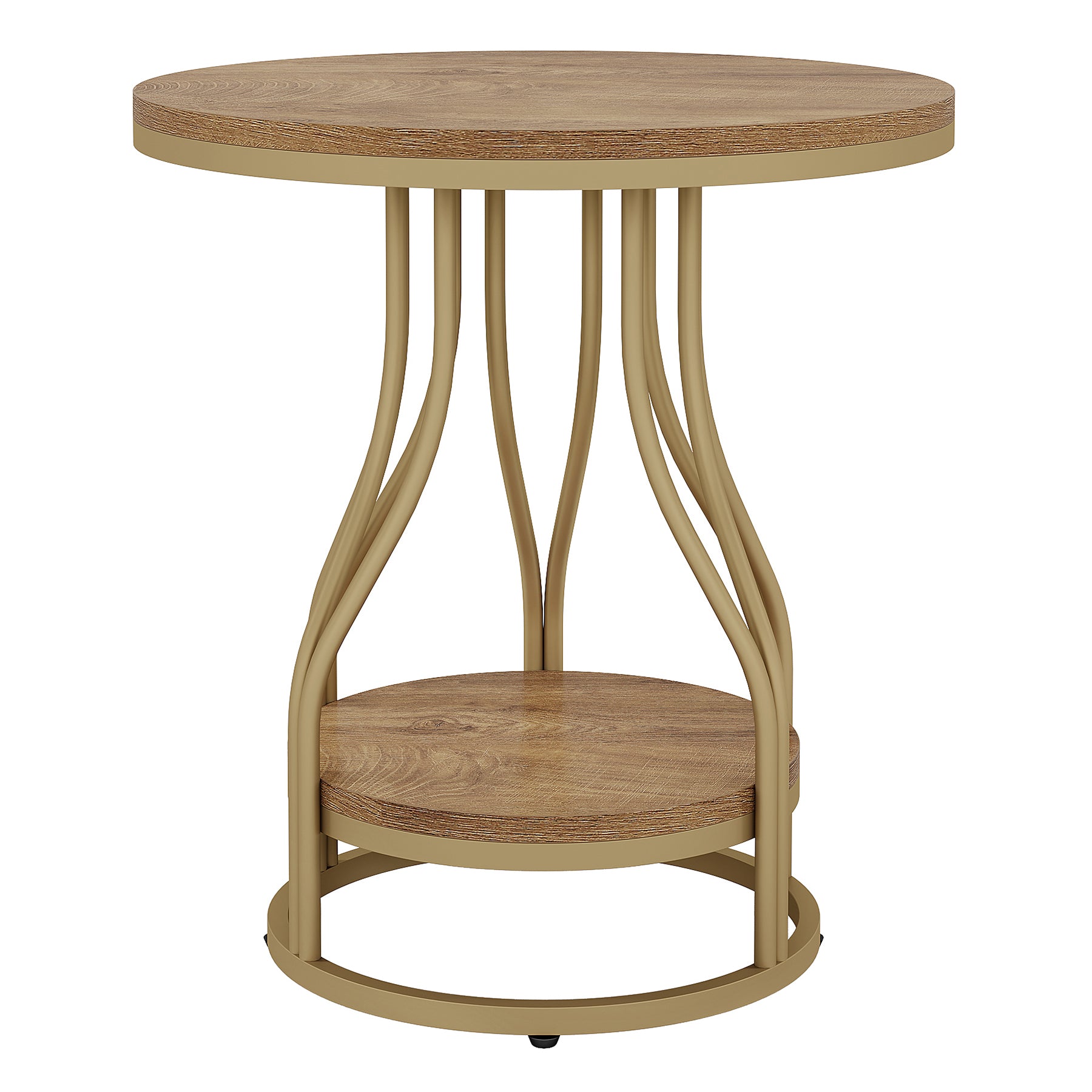 Tribesigns Ronde 2-Laagse Bijzettafel, Modern Nachtkastje met Metaal Frame