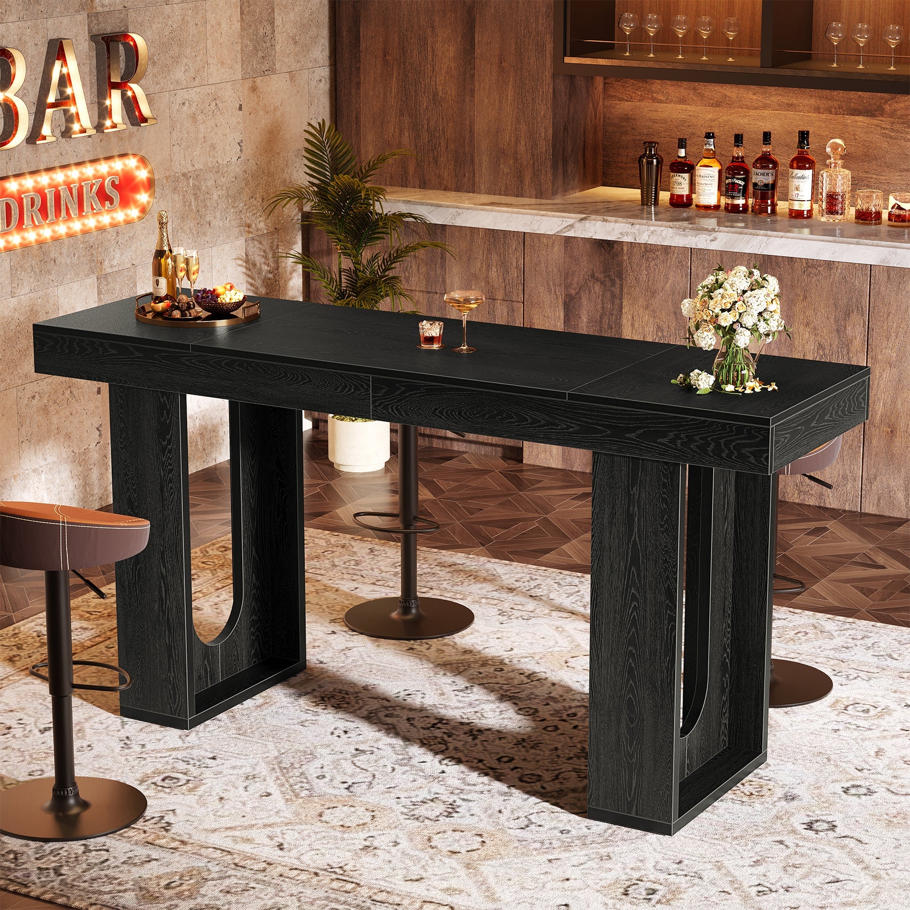Tribesigns Bartafel 180 cm, Hoge Tafel op Barhoogte, Moderne Statafel voor Keuken, Bar en Eetkamer
