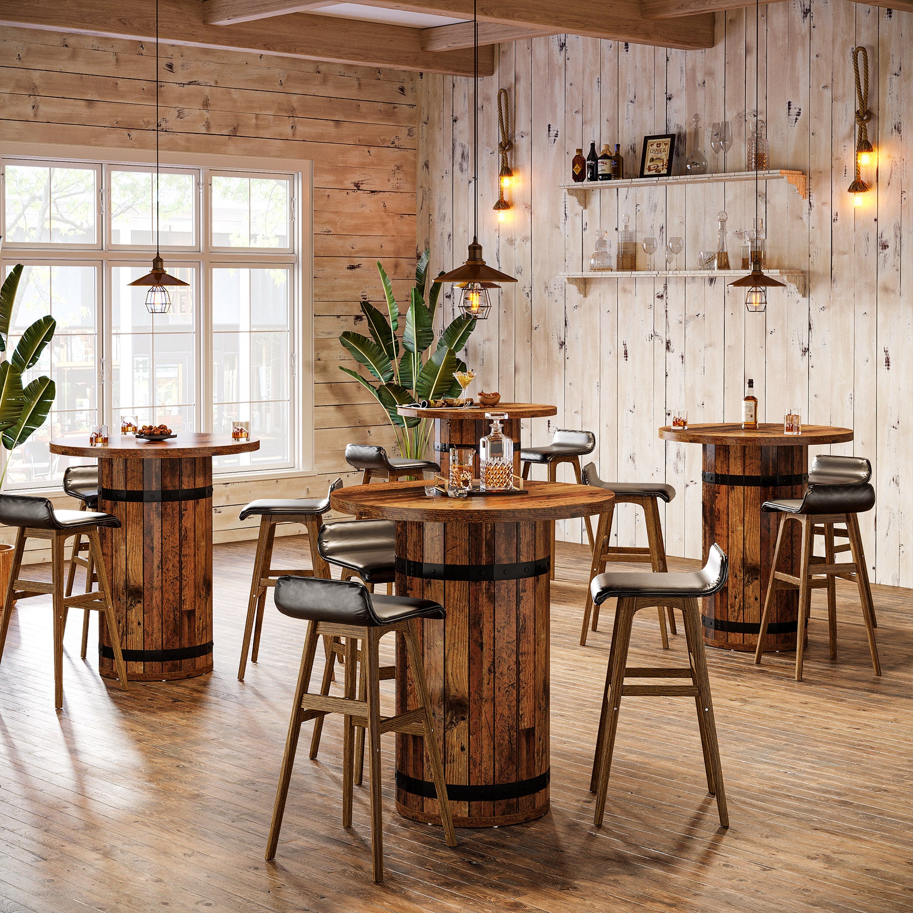 100 cm Tribesigns Ronde Bartafel, Bistrotafel voor Keuken en Woonkamer