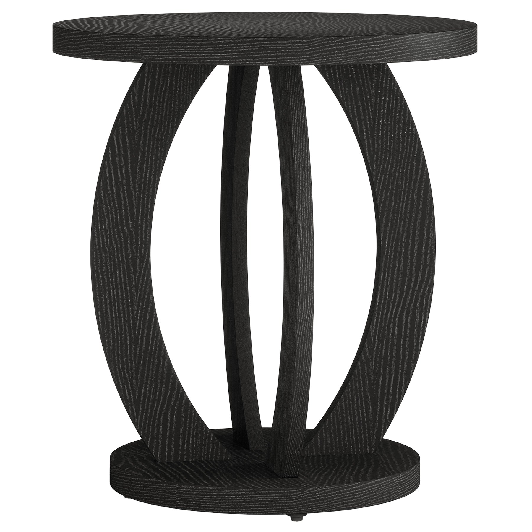 60 cm Compacte ronde bijzettafel met opbergruimte, landelijk tafeltje voor kleine ruimtes