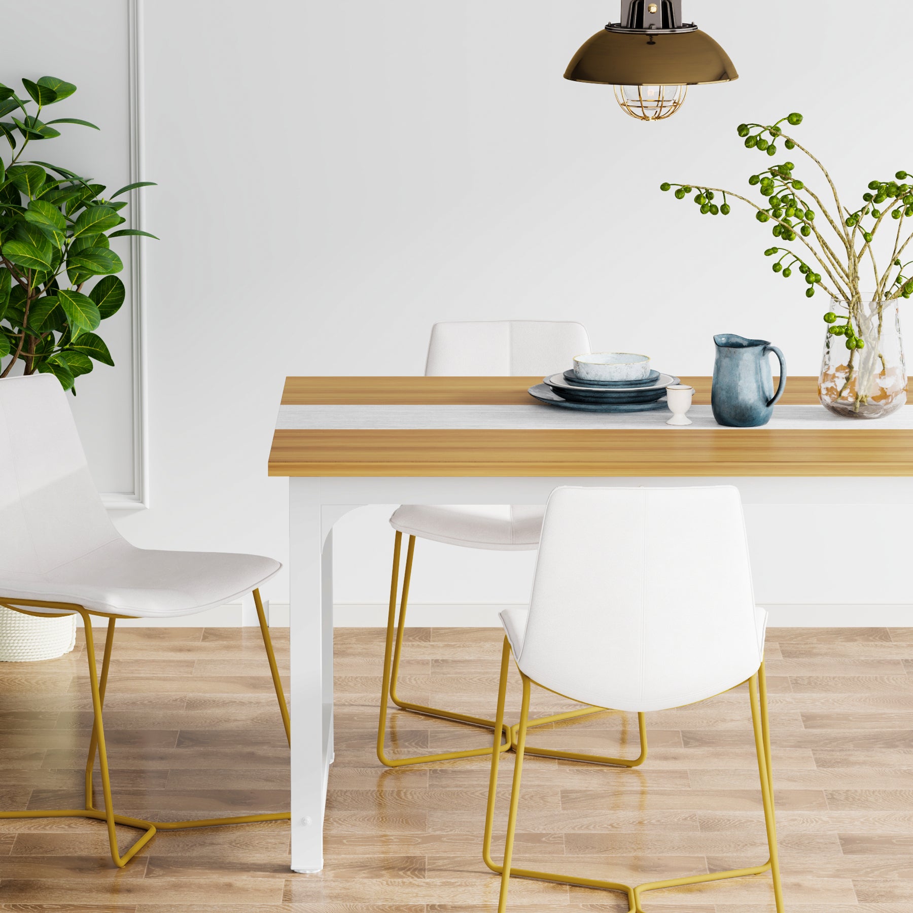 160x80 cm Industriële Eettafel, Landelijke Bruine Tafel voor 4-6 Personen met Metaal Frame