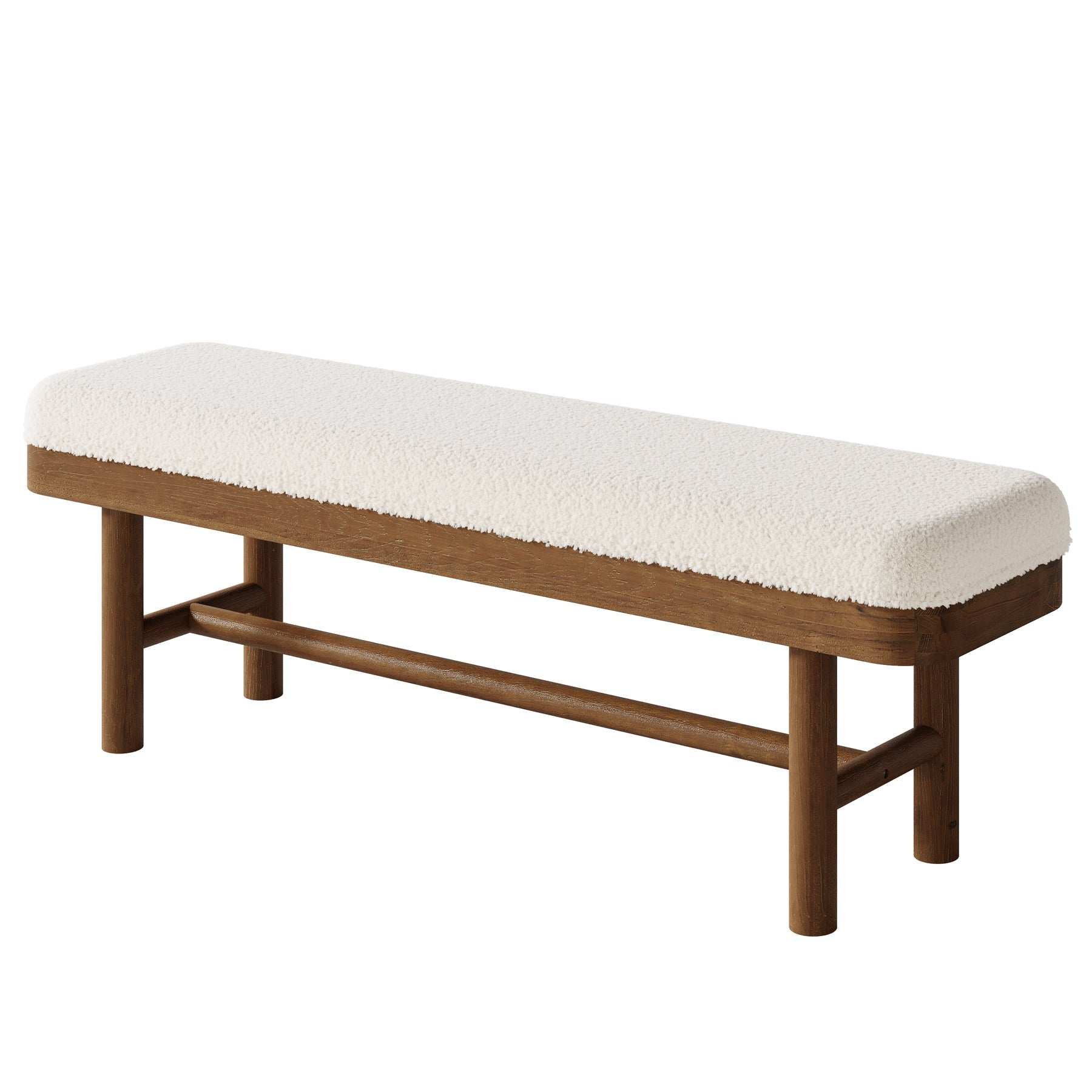 Tribesigns gestoffeerde zitbank van 140 cm van massief hout, slaapkamerbank met teddybekleding