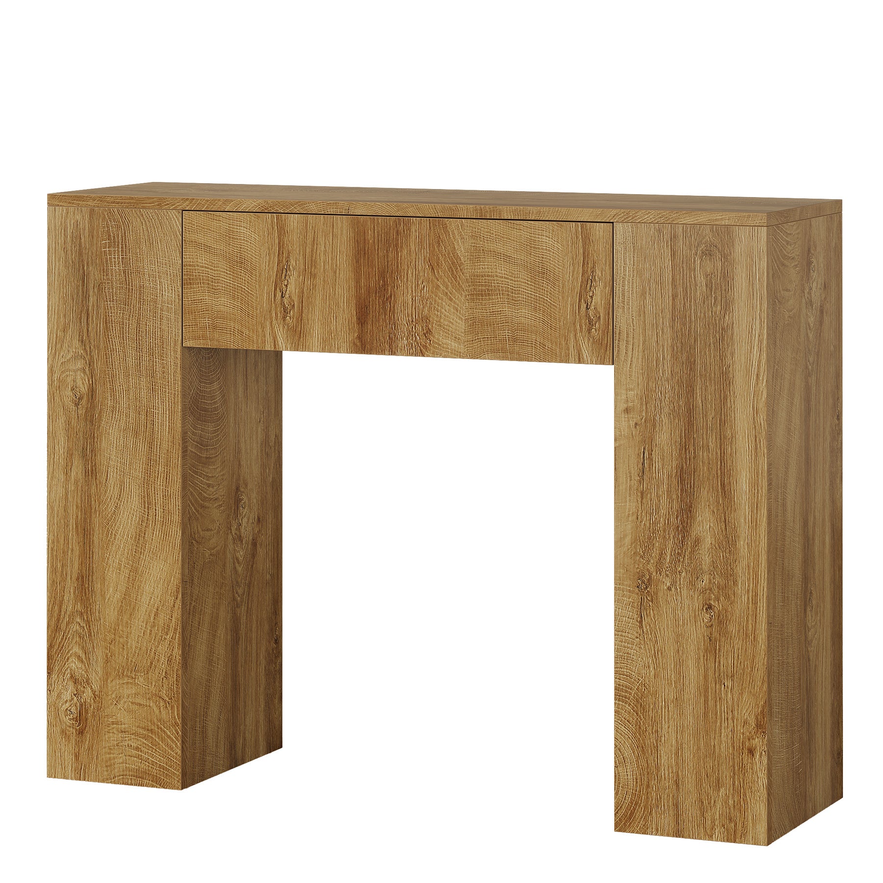 100 cm Consoletafel met Lade voor Kleine Ruimtes, Smalle Haltafel Donkerbruin