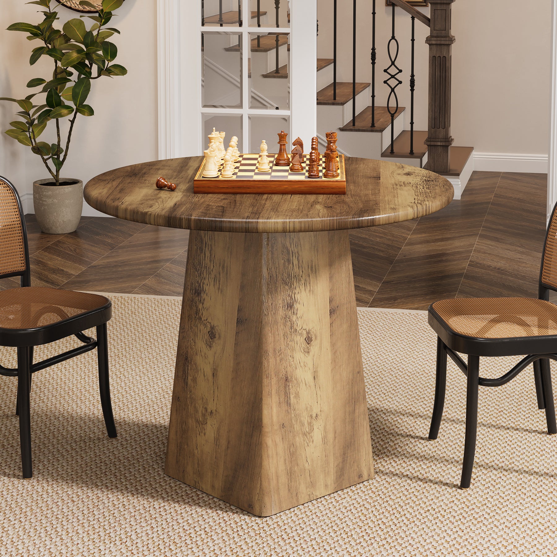 Tribesigns 80 cm Ronde Eettafel, Kleine Farmhouse Keukentafel voor 2-4 Personen