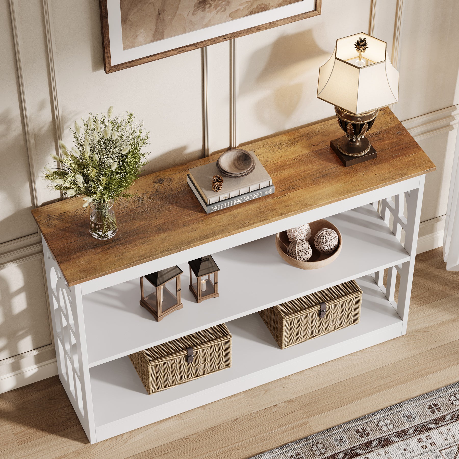 Tribesigns 105 cm Consoletafel, 3-Laden Banktafel voor Hal