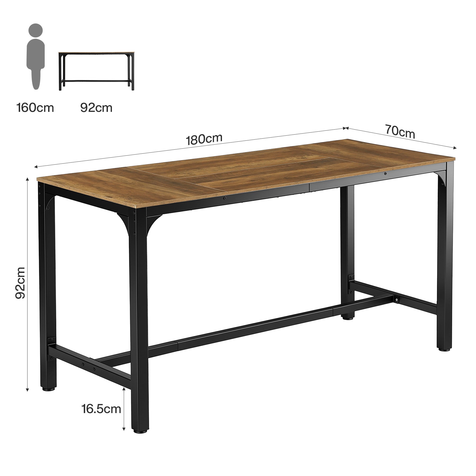 Tribesigns Bartafel 180 cm voor 6–8 Personen, Hoge Tafel met Metalen Frame en Voetensteun