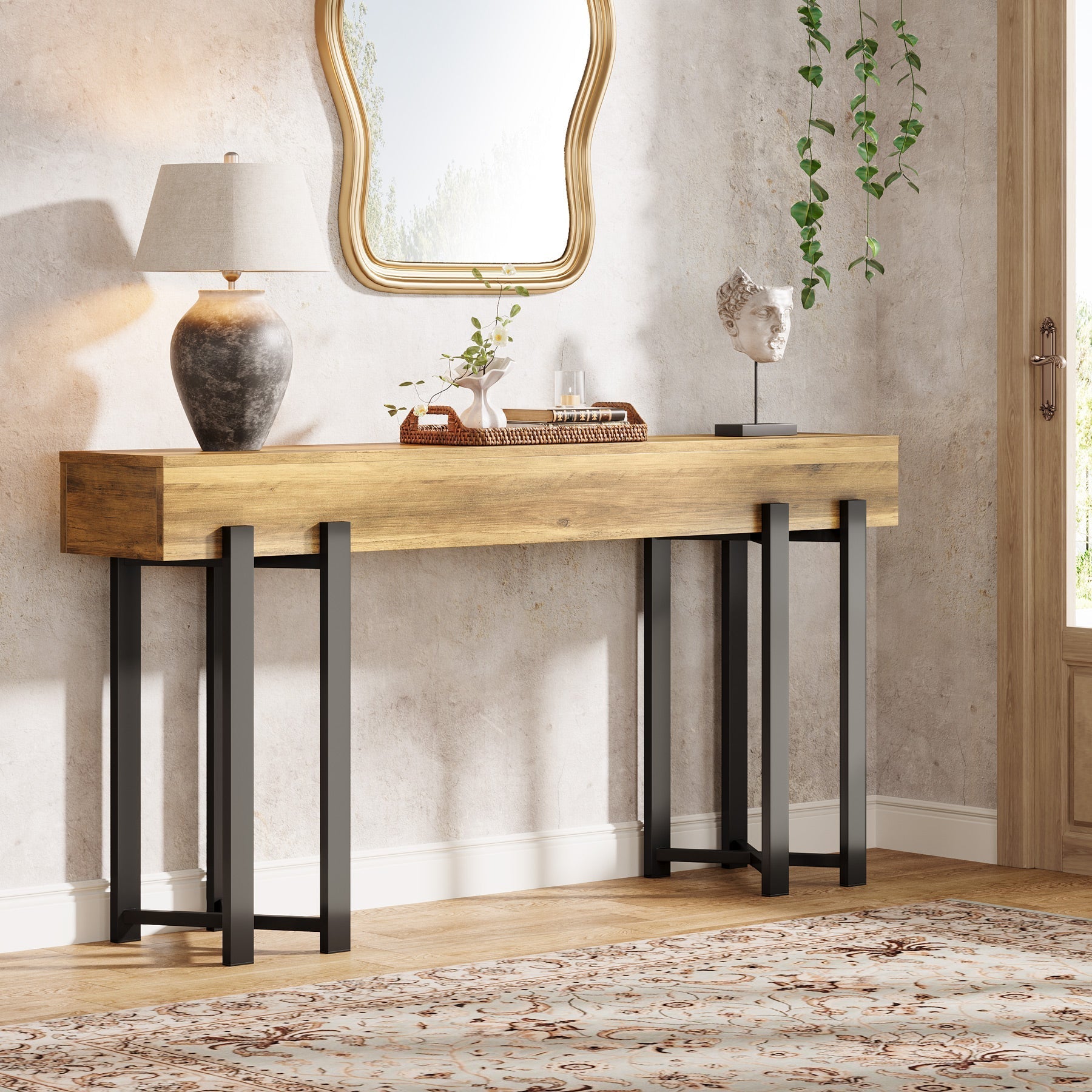 160 cm Consoletafel, Houten Banktafel voor Hal en Entree