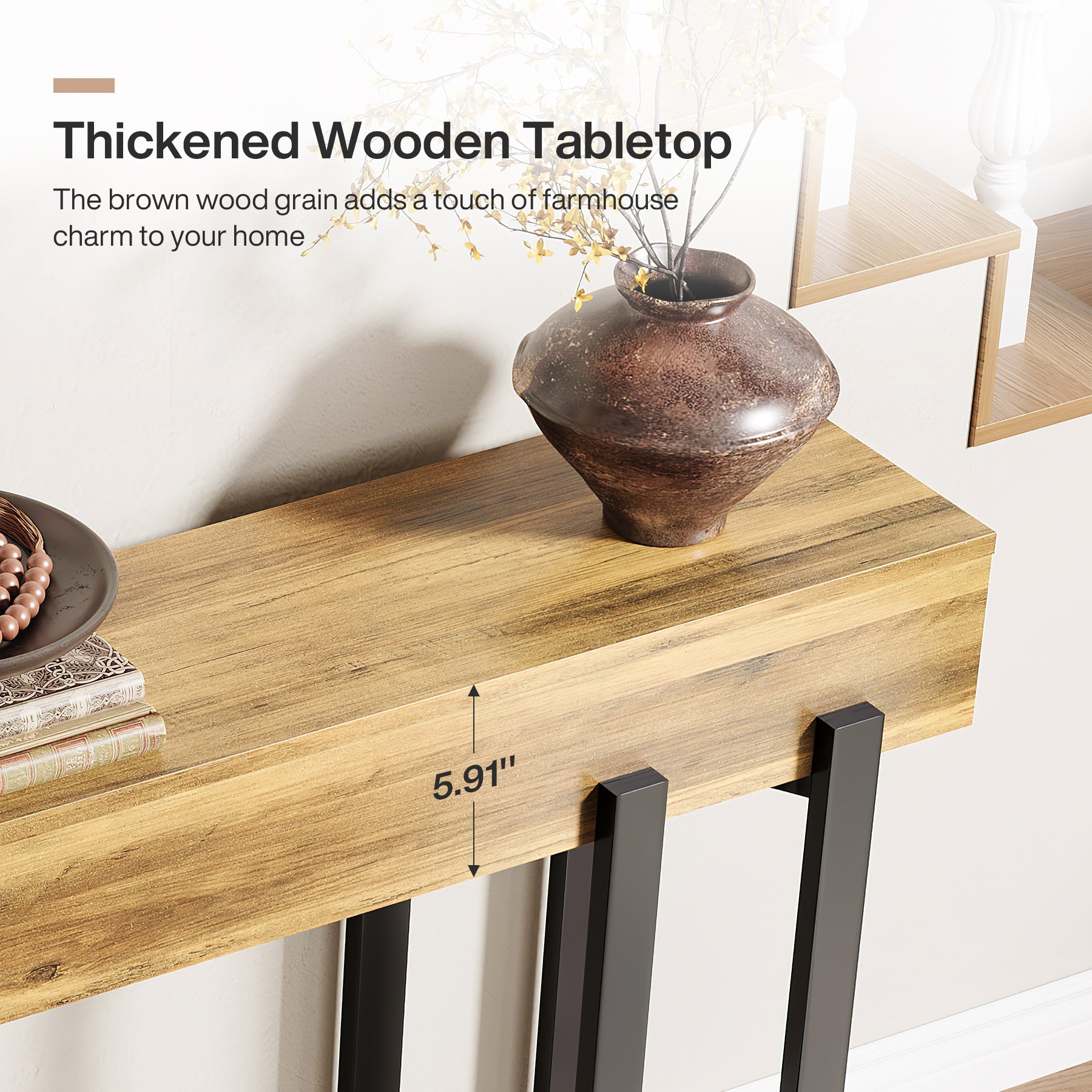 160 cm Consoletafel, Houten Banktafel voor Hal en Entree