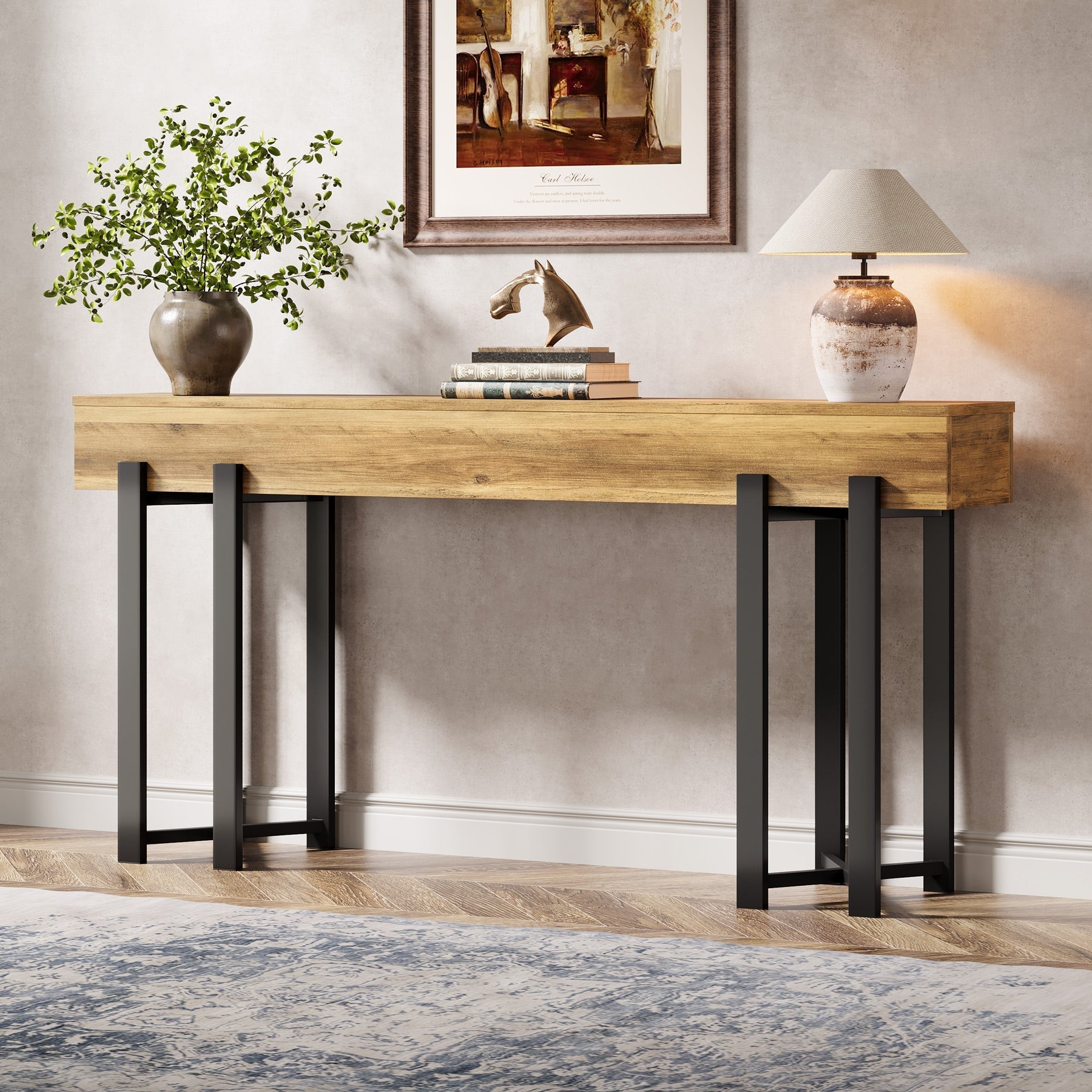 160 cm Consoletafel, Houten Banktafel voor Hal en Entree