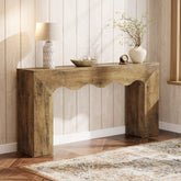 160 cm Consoletafel met Golvende Rand, Landelijke Smalle Haltafel met Opbergruimte voor Woonkamer Entree 3