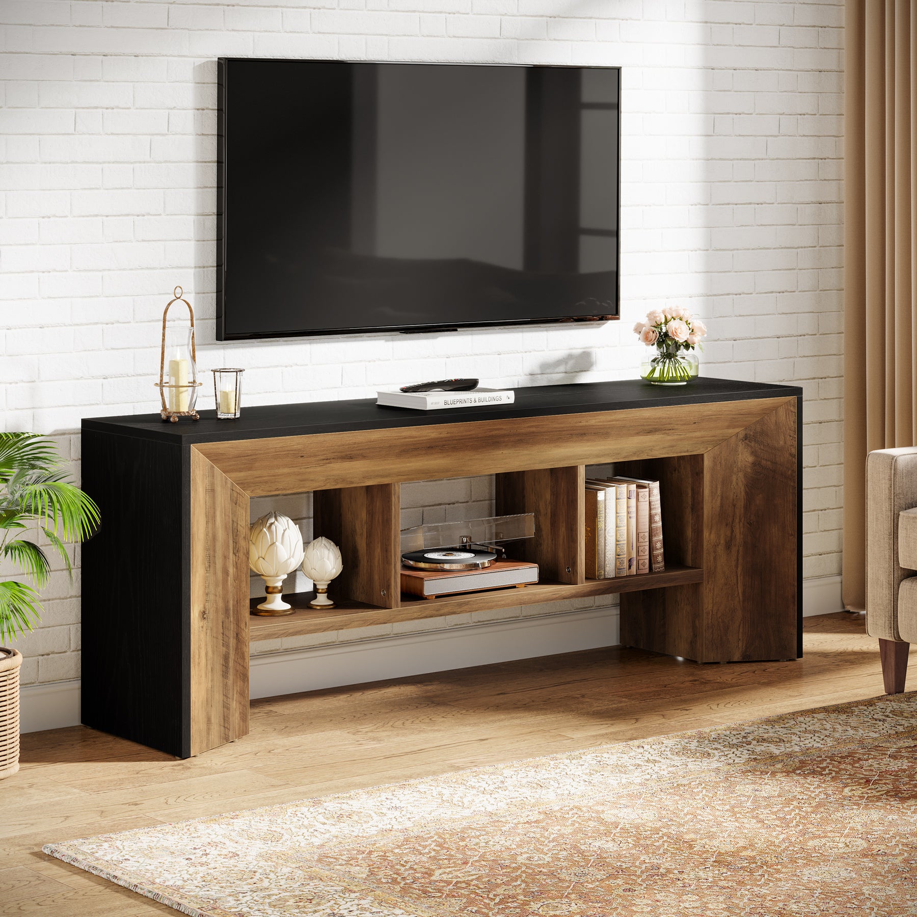 160 cm Tribesigns tv-meubel, 3-vaks mediameubel voor woonkamer