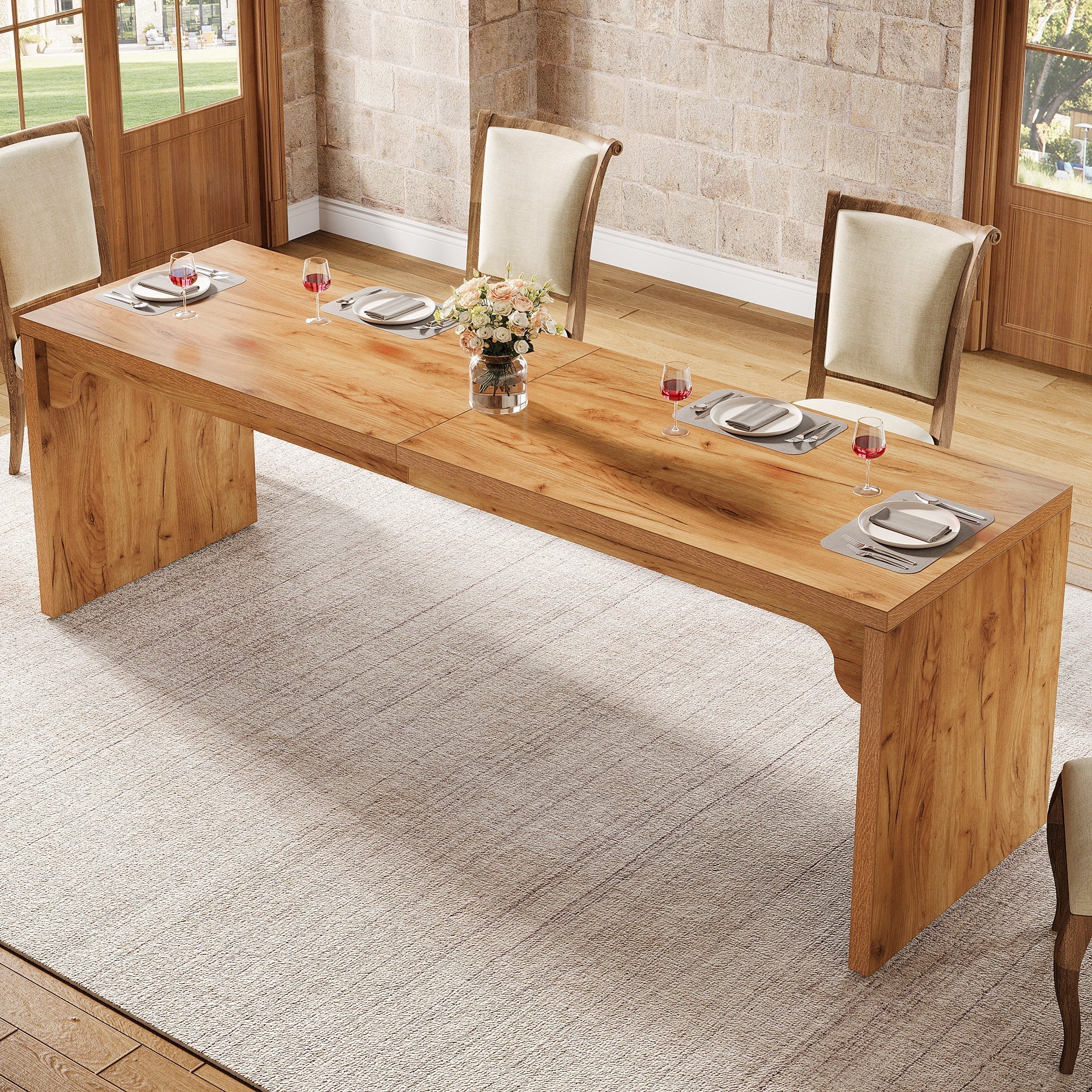 180 cm Tribesigns Eettafel, Moderne Keukentafel met Robuuste Basis