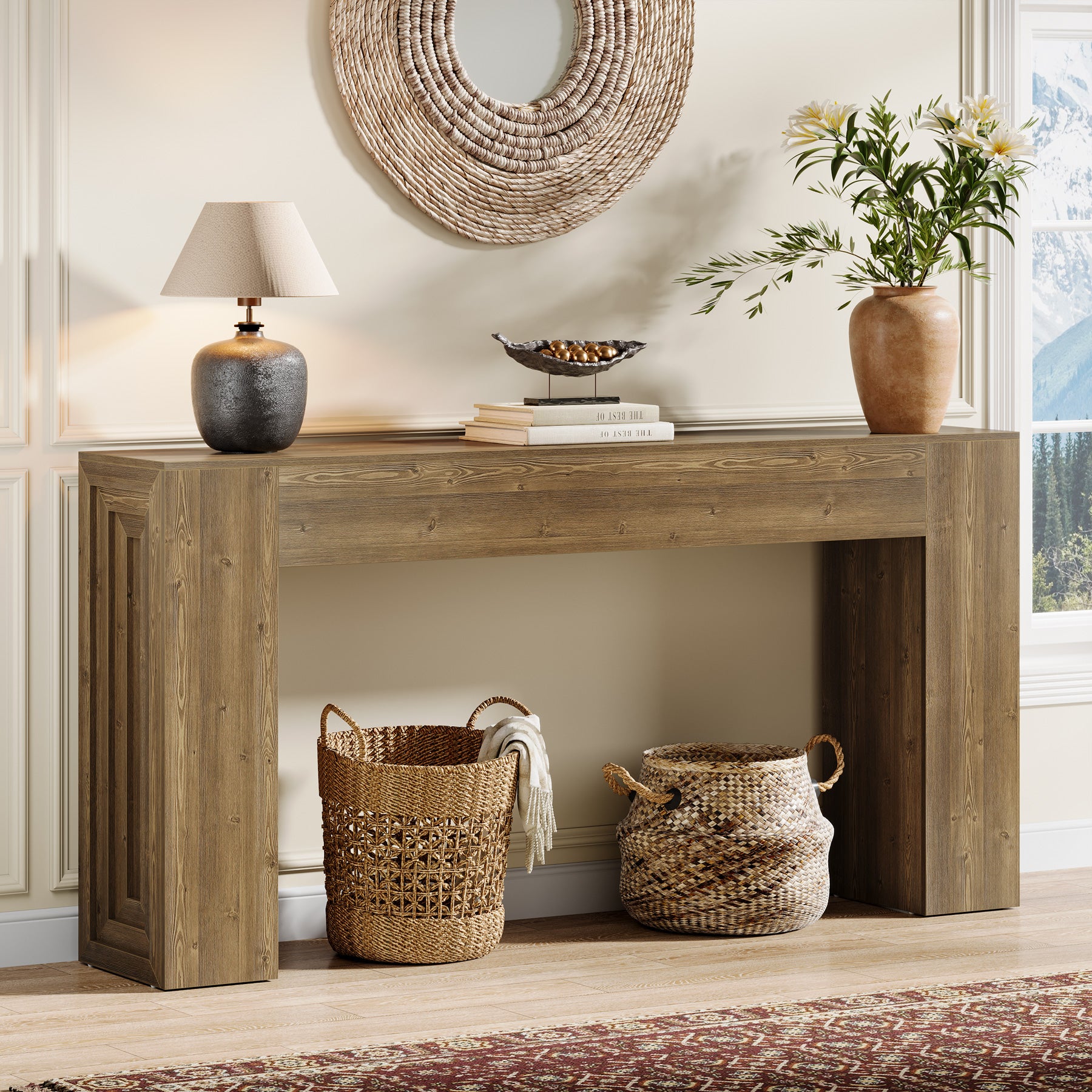 160 cm Lange Consoletafel, Smalle Salontafel voor Hal en Woonkamer
