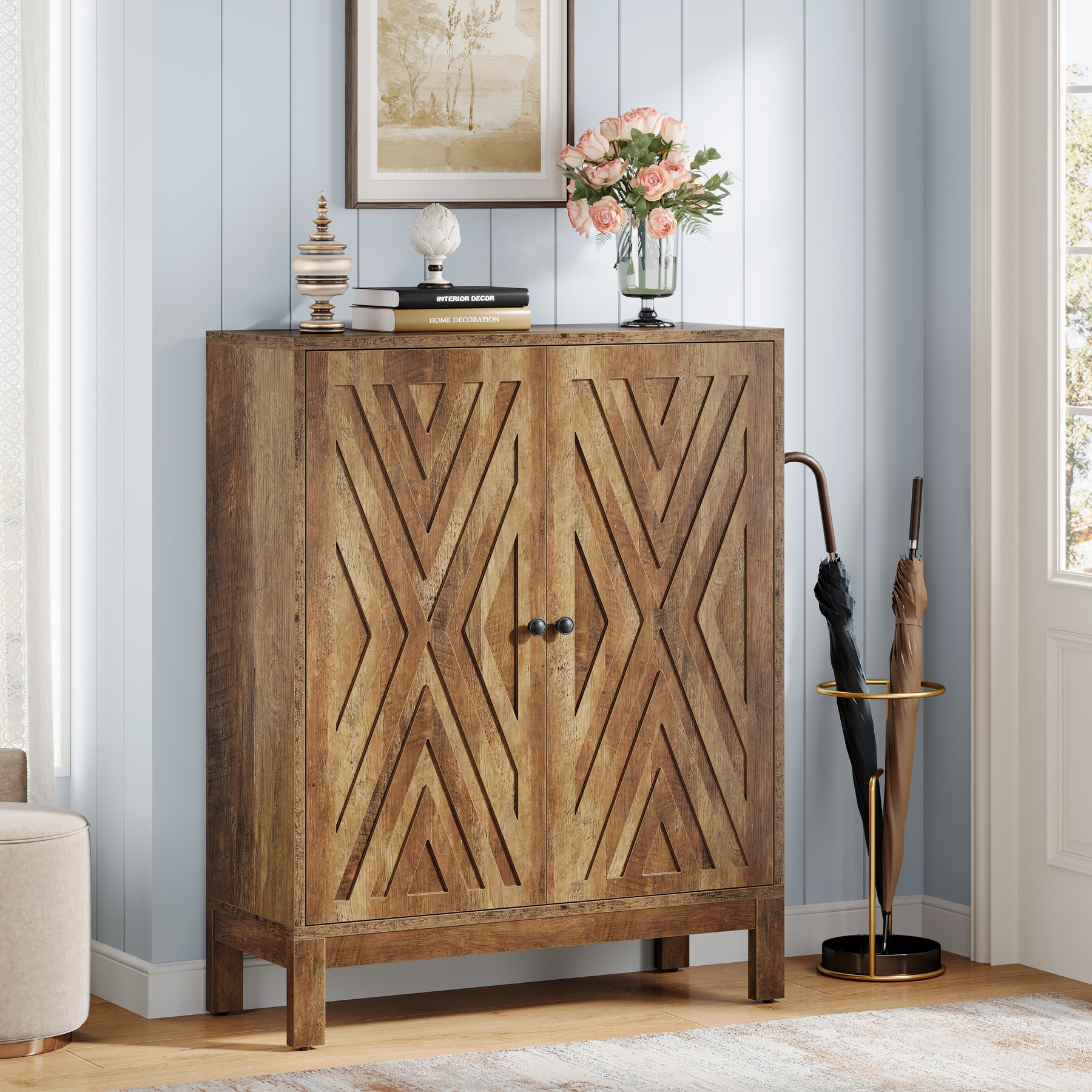 110 cm Schoenenkast met Verstelbare Planken, Vrijstaand Schoenenrek voor Hal of Woonkamer