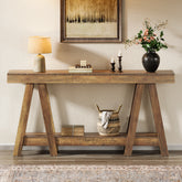 180 cm Landelijke Consoletafel met 2 Lagen, Accenttafel voor Hal en Achter Bank 3