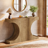 120 cm Landelijke Consoletafel met C-Vormige Poten, Smalle Haltafel van Hout Bruin voor Woonkamer 3