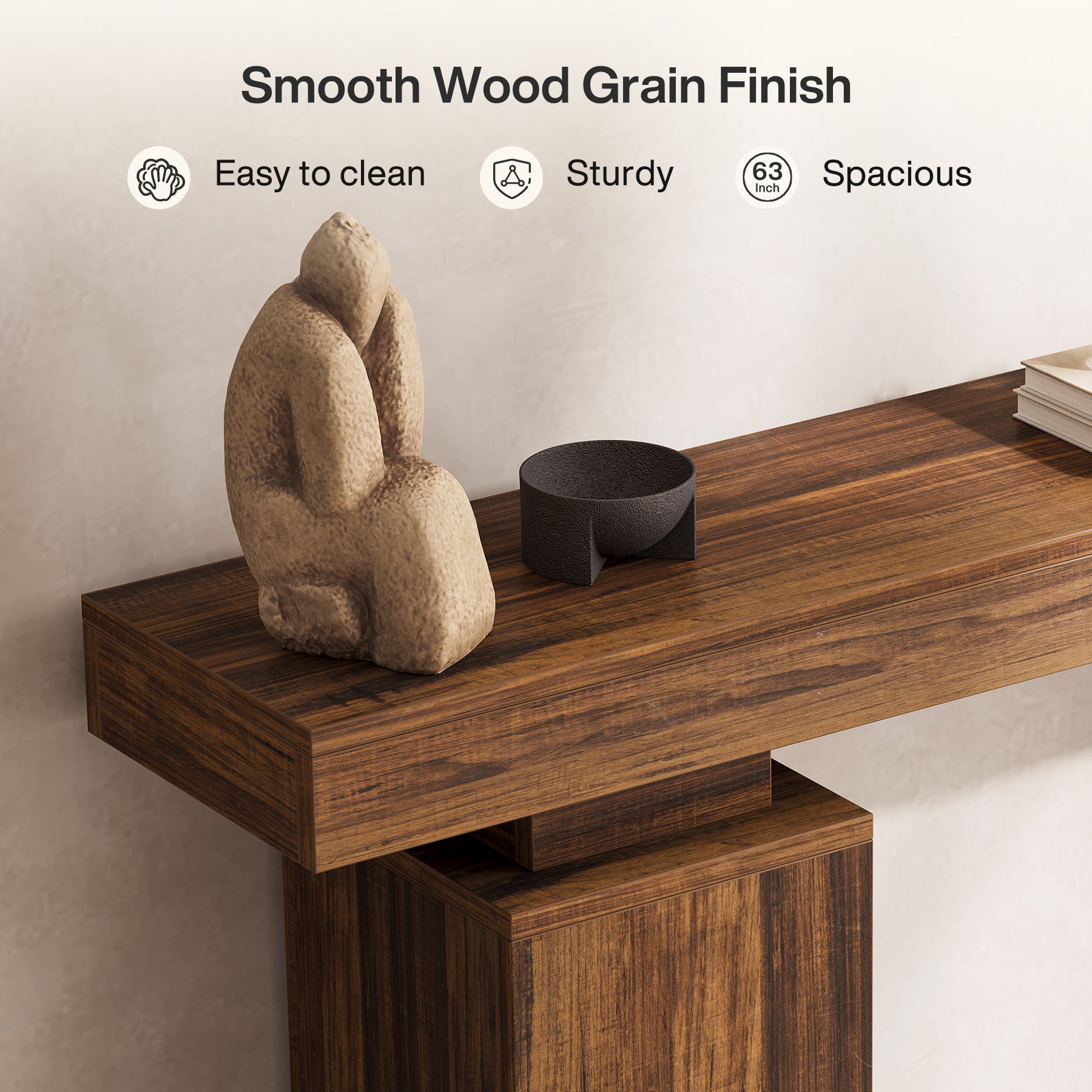 Consoletafel van 160 cm in landhuisstijl voor hal en achter de bank, moderne houten sidetable voor woonkamer en entree
