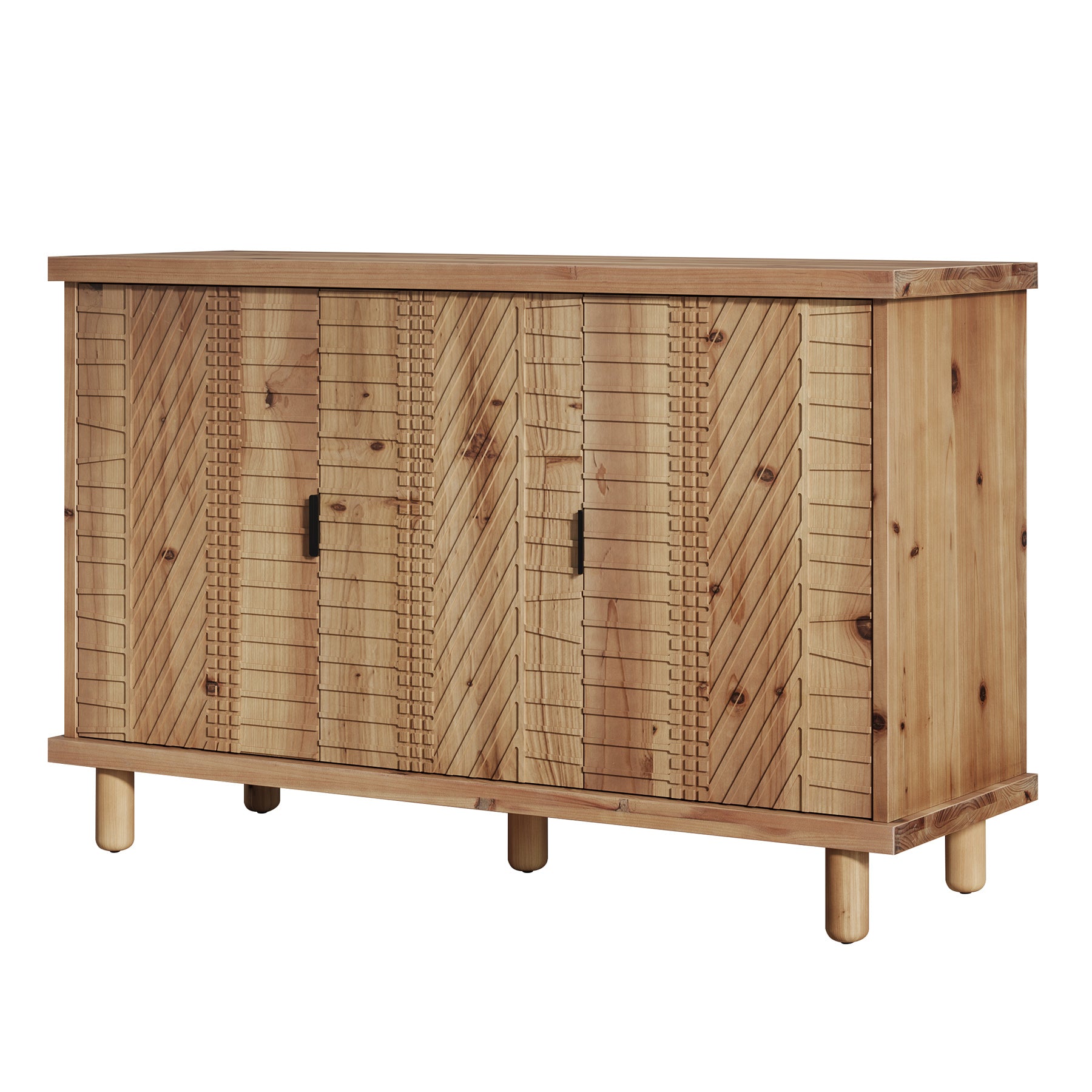 121 x 40 x 80 cm Tribesigns massief houten dressoir met 3 deuren en verstelbare planken, landelijke buffetkast voor keuken eetkamer en entree